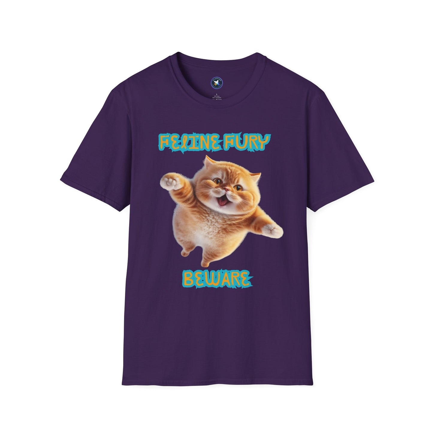 Funny Cat T-Shirt - 'Feline Fury Beware' Unisex Softstyle Tee