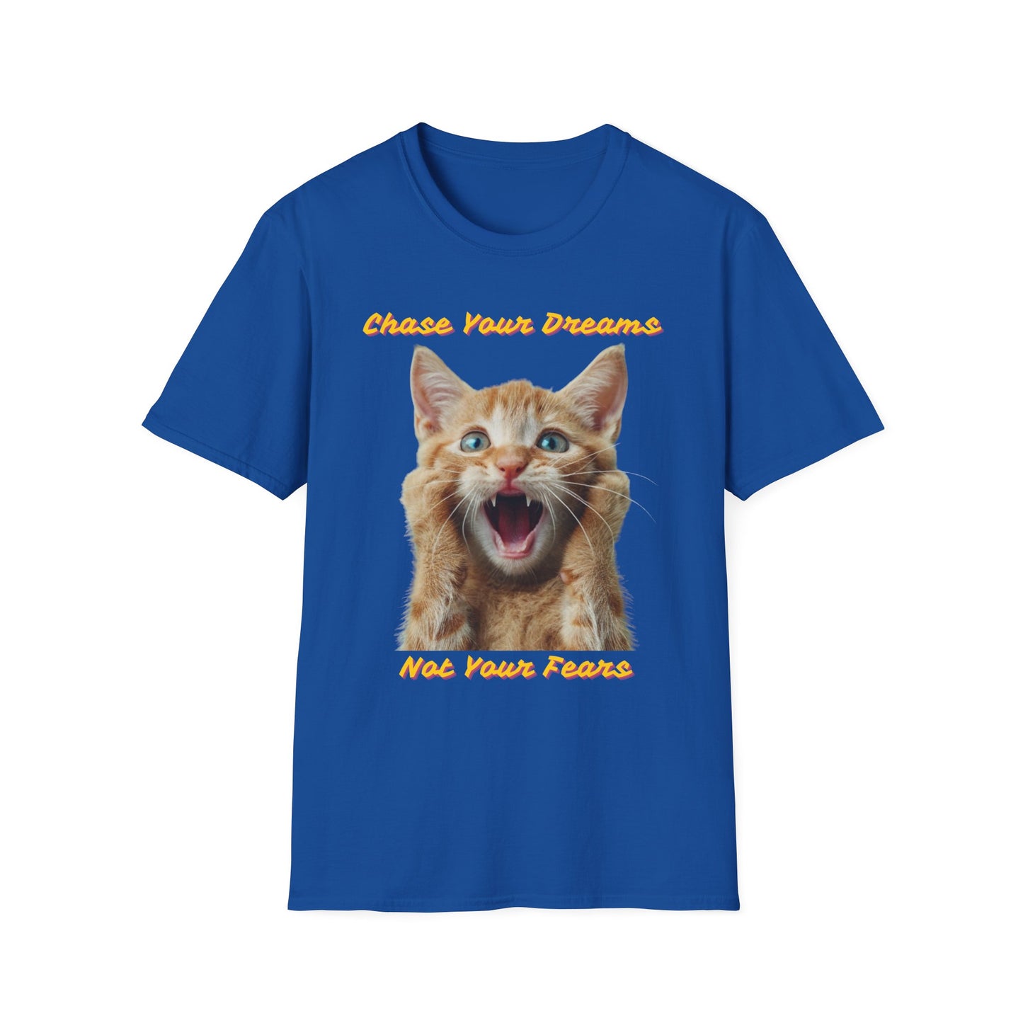 Chase Your Dreams Cat T-Shirt | Unisex Softstyle Tee for Cat Lovers