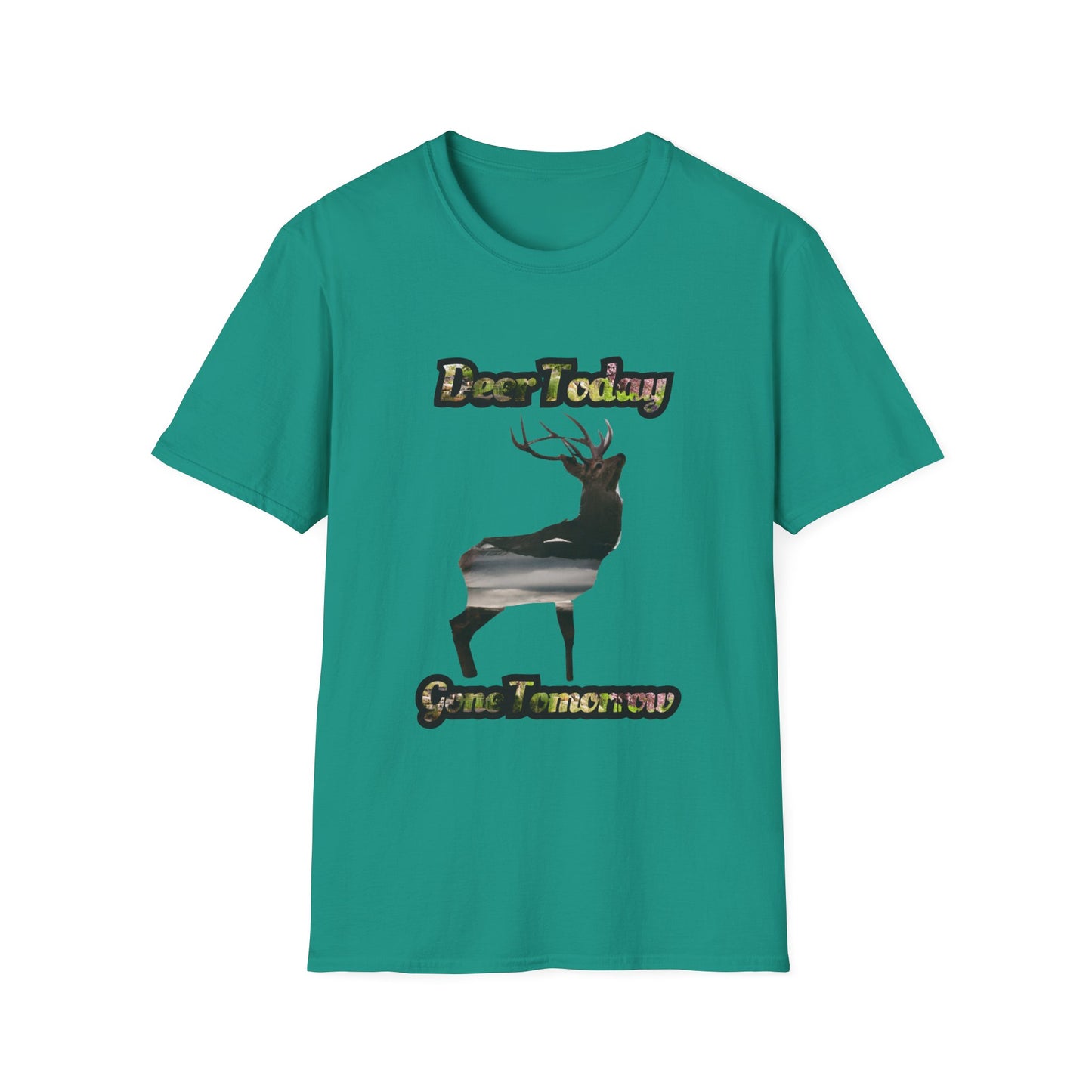 Unisex Softstyle T-Shirt - "Deer Today, Gone Tomorrow" Nature Tee for Outdoor Enthusiasts