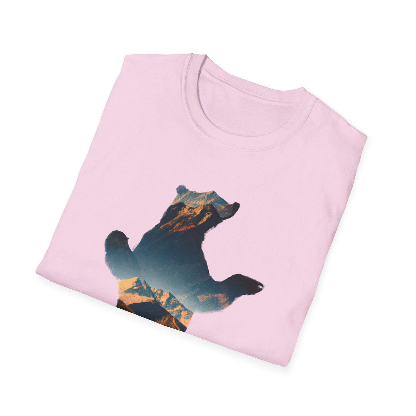 Mountain Bear Unisex Softstyle T-Shirt - Nature Lover's Graphic Tee