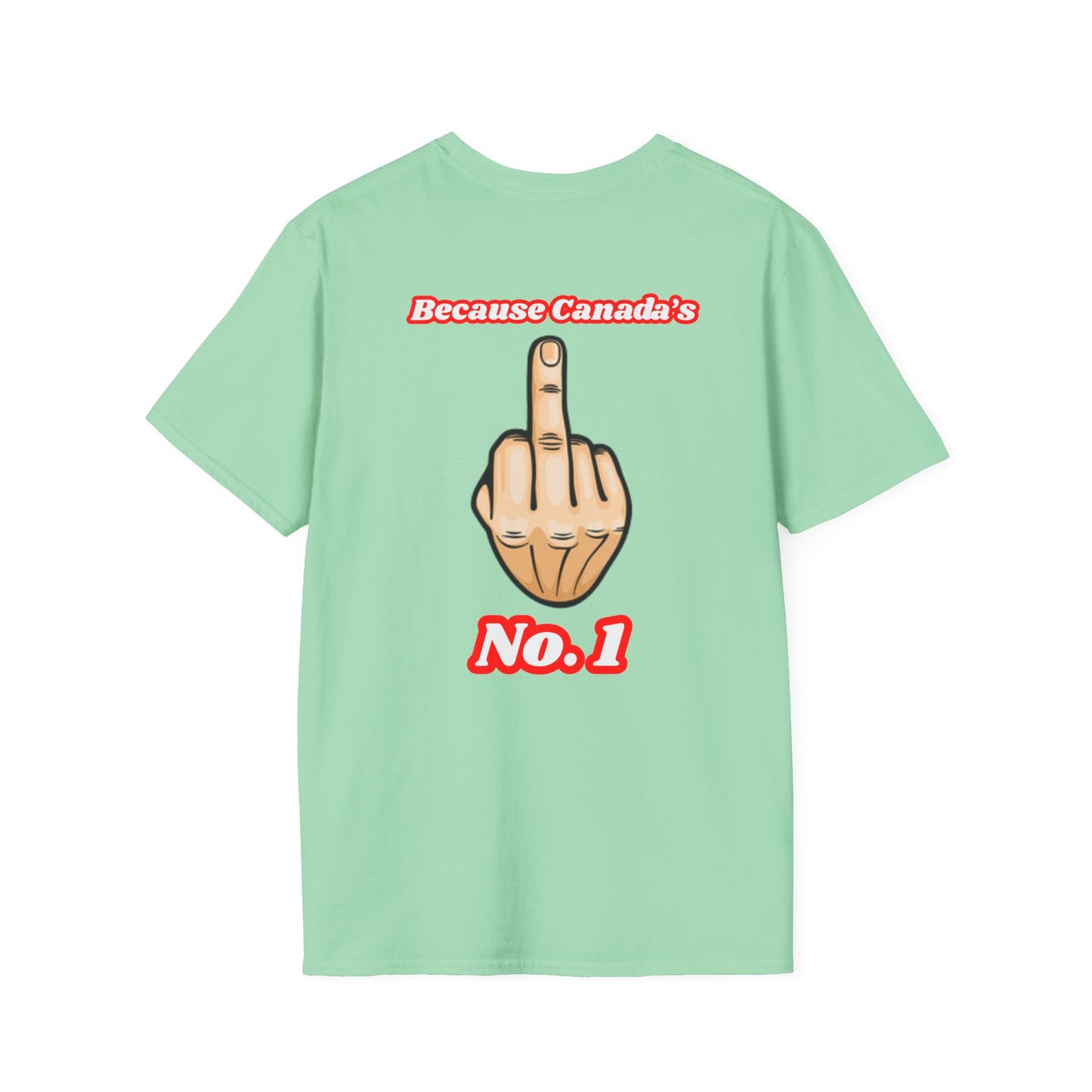 Unisex Softstyle T-Shirt - "We Can’t Be the 51st State" with Canada Map & No. 1 Gesture