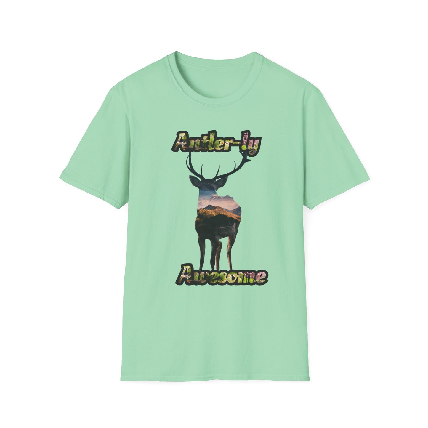 Unisex Softstyle T-Shirt - 'Antler-ly Awesome' Nature Graphic Tee
