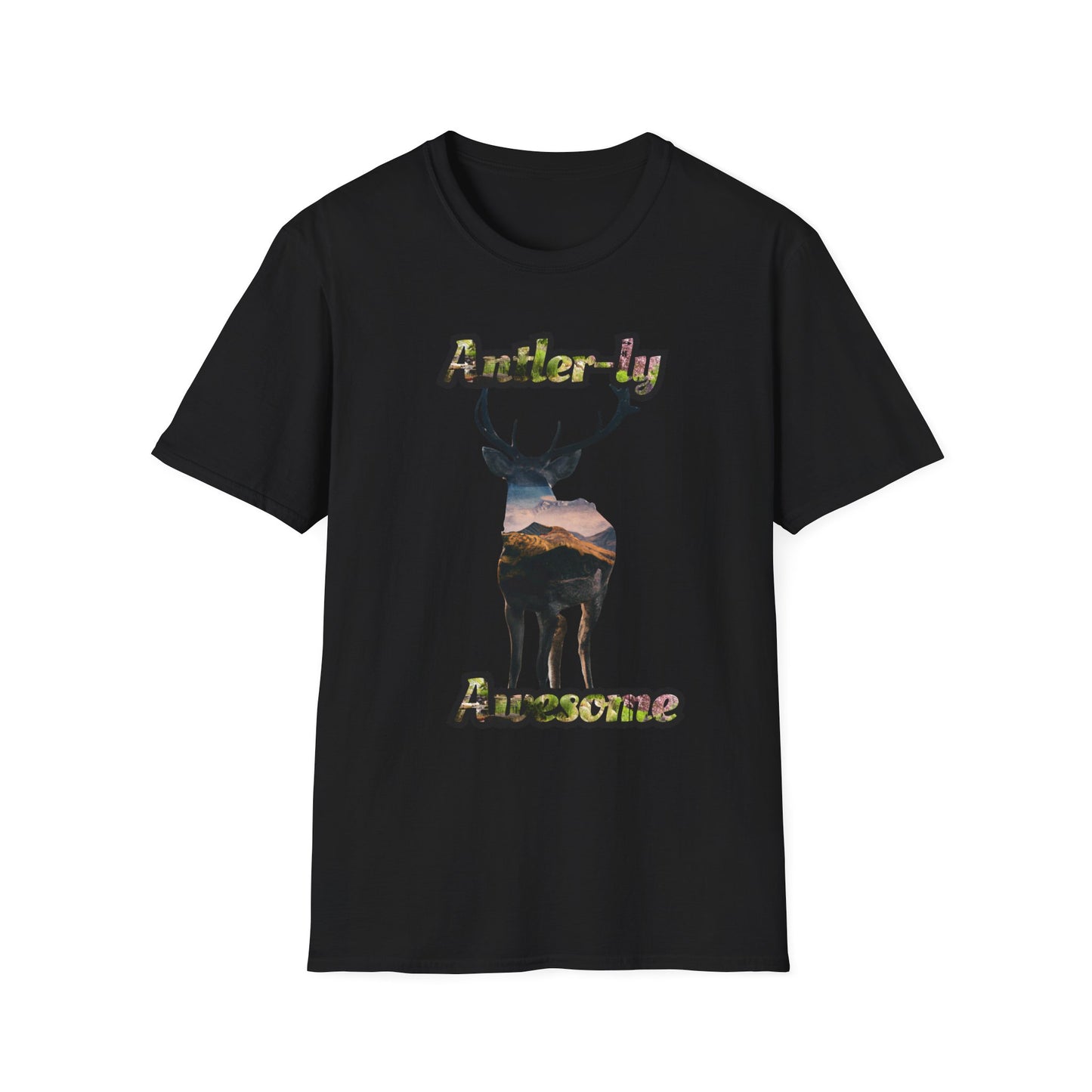 Unisex Softstyle T-Shirt - 'Antler-ly Awesome' Nature Graphic Tee
