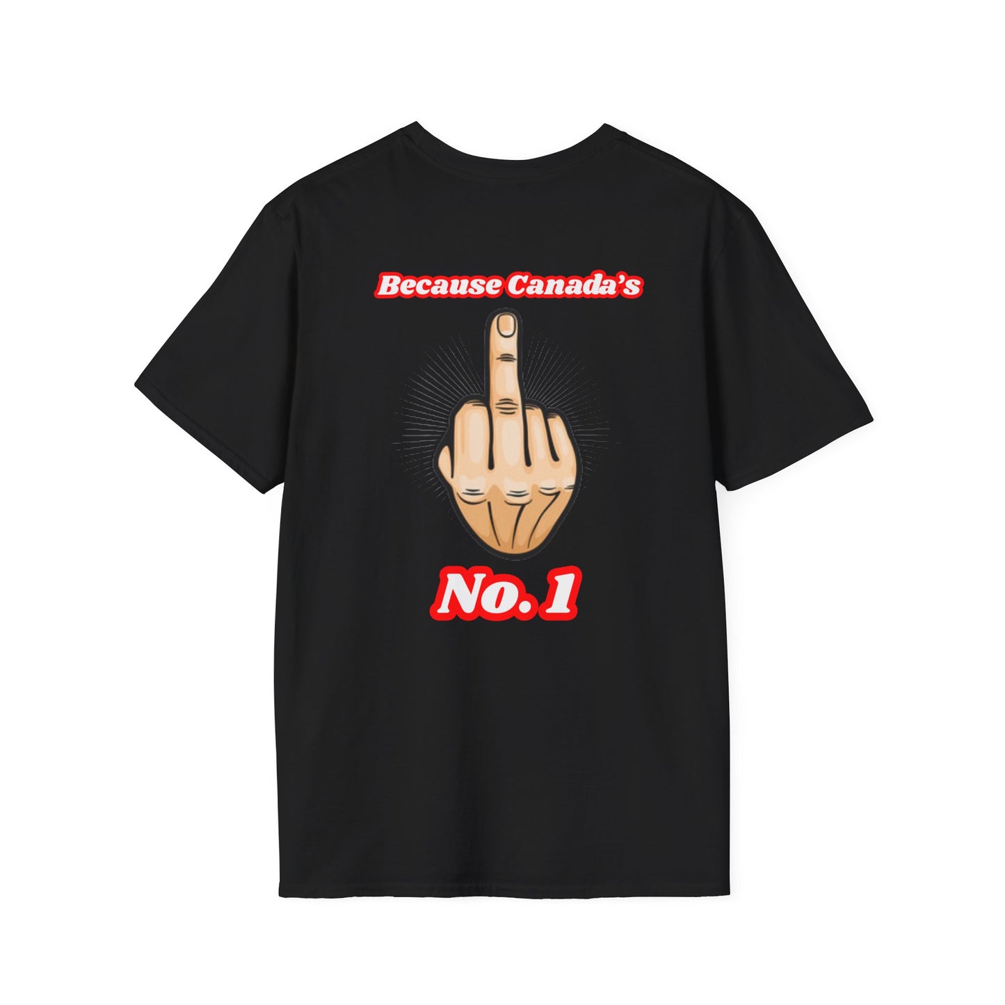 Unisex Softstyle T-Shirt - "We Can’t Be the 51st State" with Canada Map & No. 1 Gesture