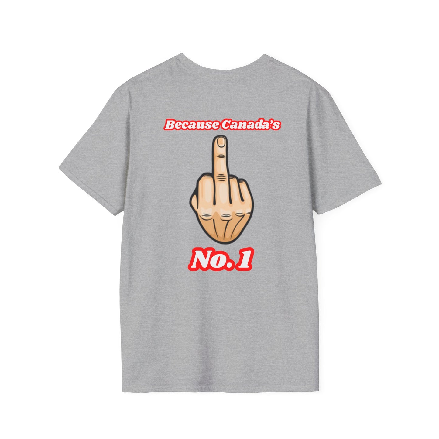 Unisex Softstyle T-Shirt - "We Can’t Be the 51st State" with Canada Map & No. 1 Gesture