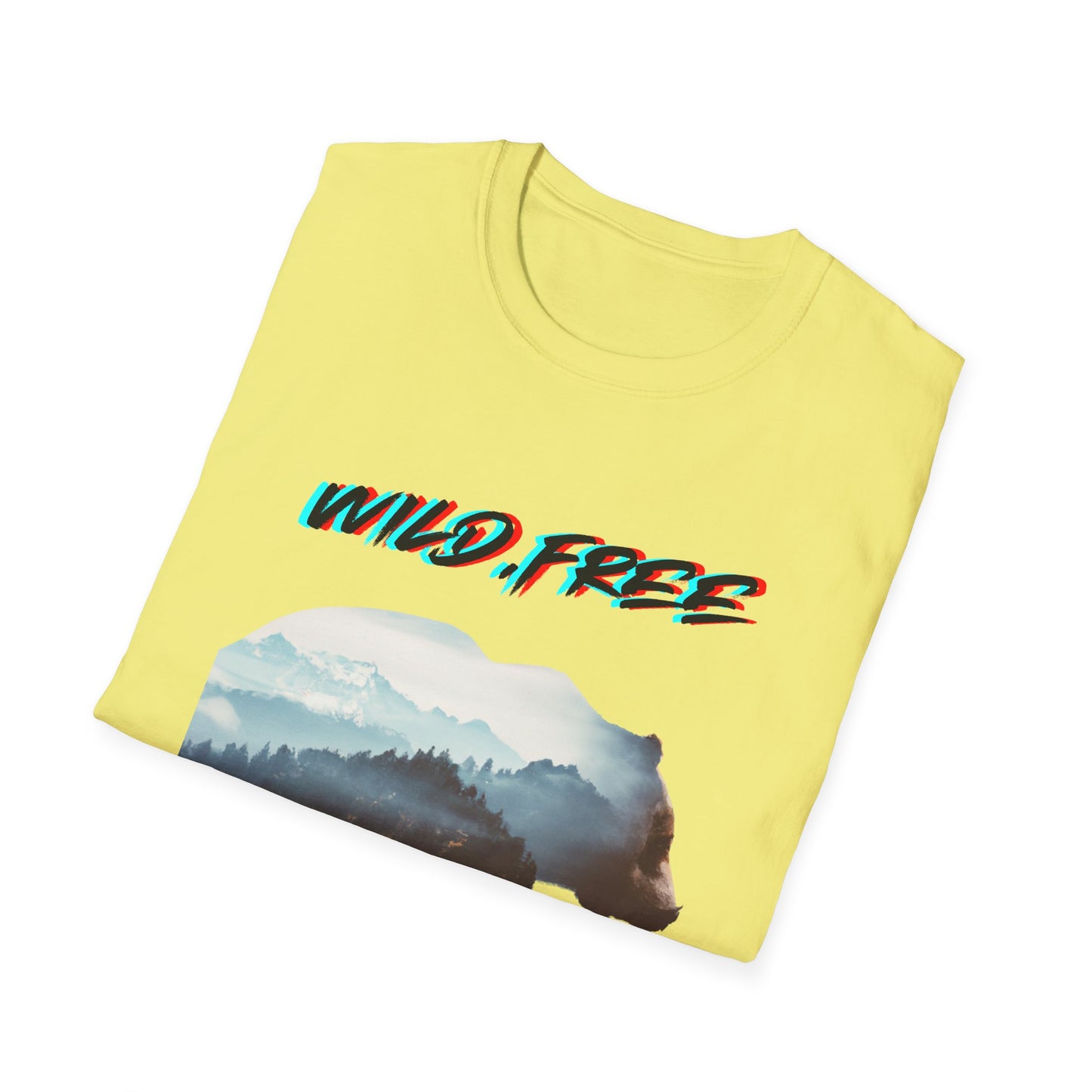 Wild Free Bear Unisex Softstyle T-Shirt - Fearless Nature Graphic Tee