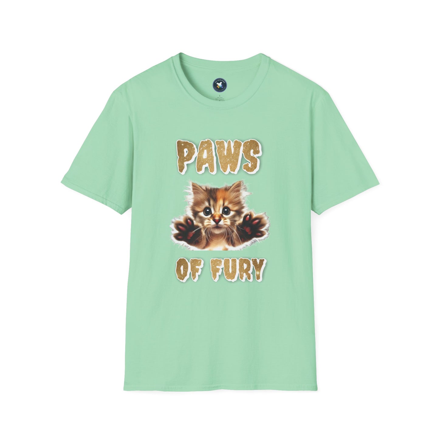 Paws of Fury Unisex Softstyle T-Shirt - Cute Cat Print Tee for Animal Lovers