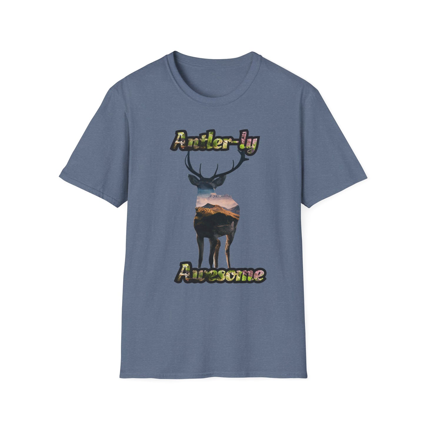 Unisex Softstyle T-Shirt - 'Antler-ly Awesome' Nature Graphic Tee
