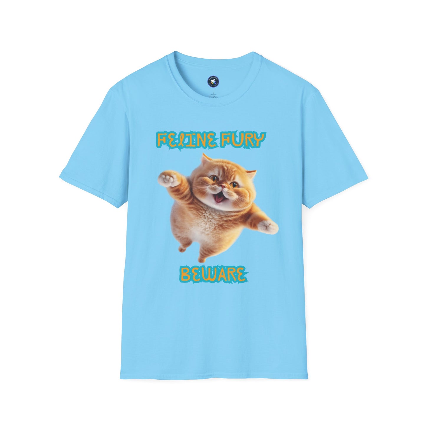 Funny Cat T-Shirt - 'Feline Fury Beware' Unisex Softstyle Tee