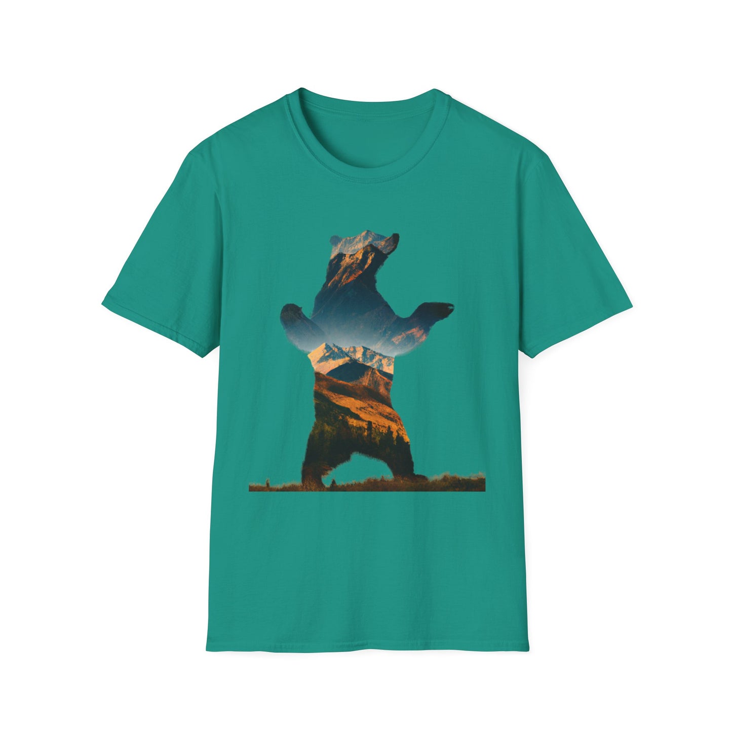 Mountain Bear Unisex Softstyle T-Shirt - Nature Lover's Graphic Tee