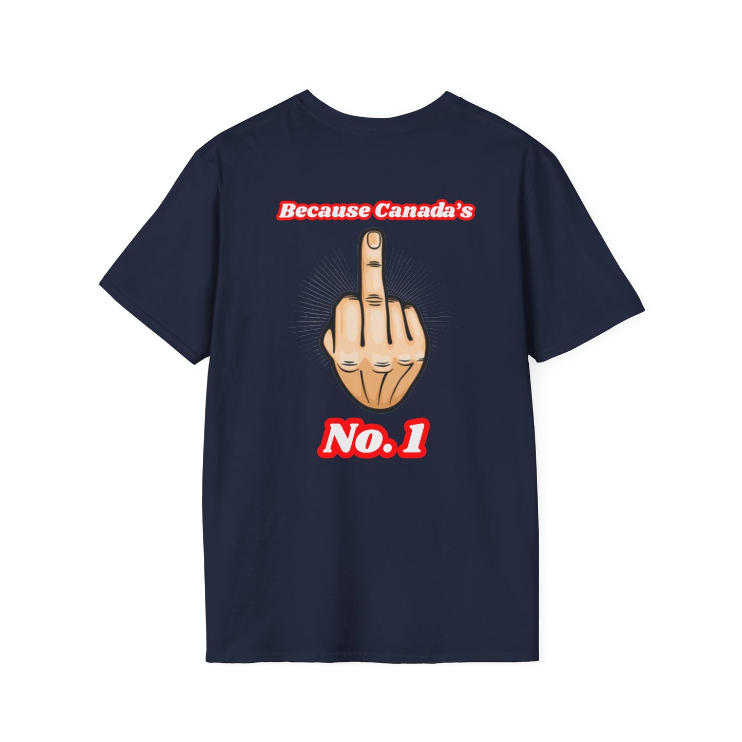 Unisex Softstyle T-Shirt - "We Can’t Be the 51st State" with Canada Map & No. 1 Gesture