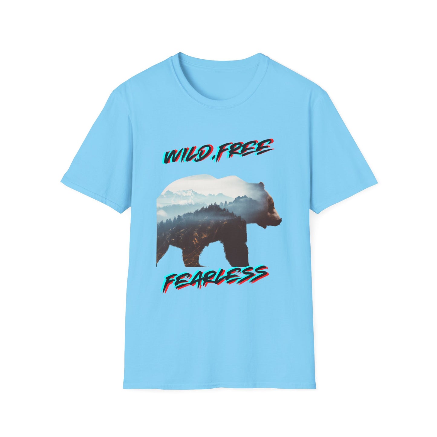 Wild Free Bear Unisex Softstyle T-Shirt - Fearless Nature Graphic Tee