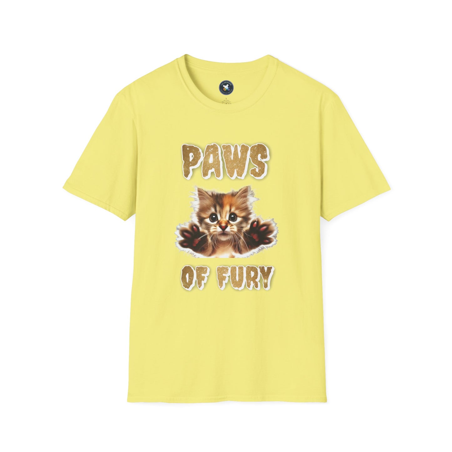 Paws of Fury Unisex Softstyle T-Shirt - Cute Cat Print Tee for Animal Lovers