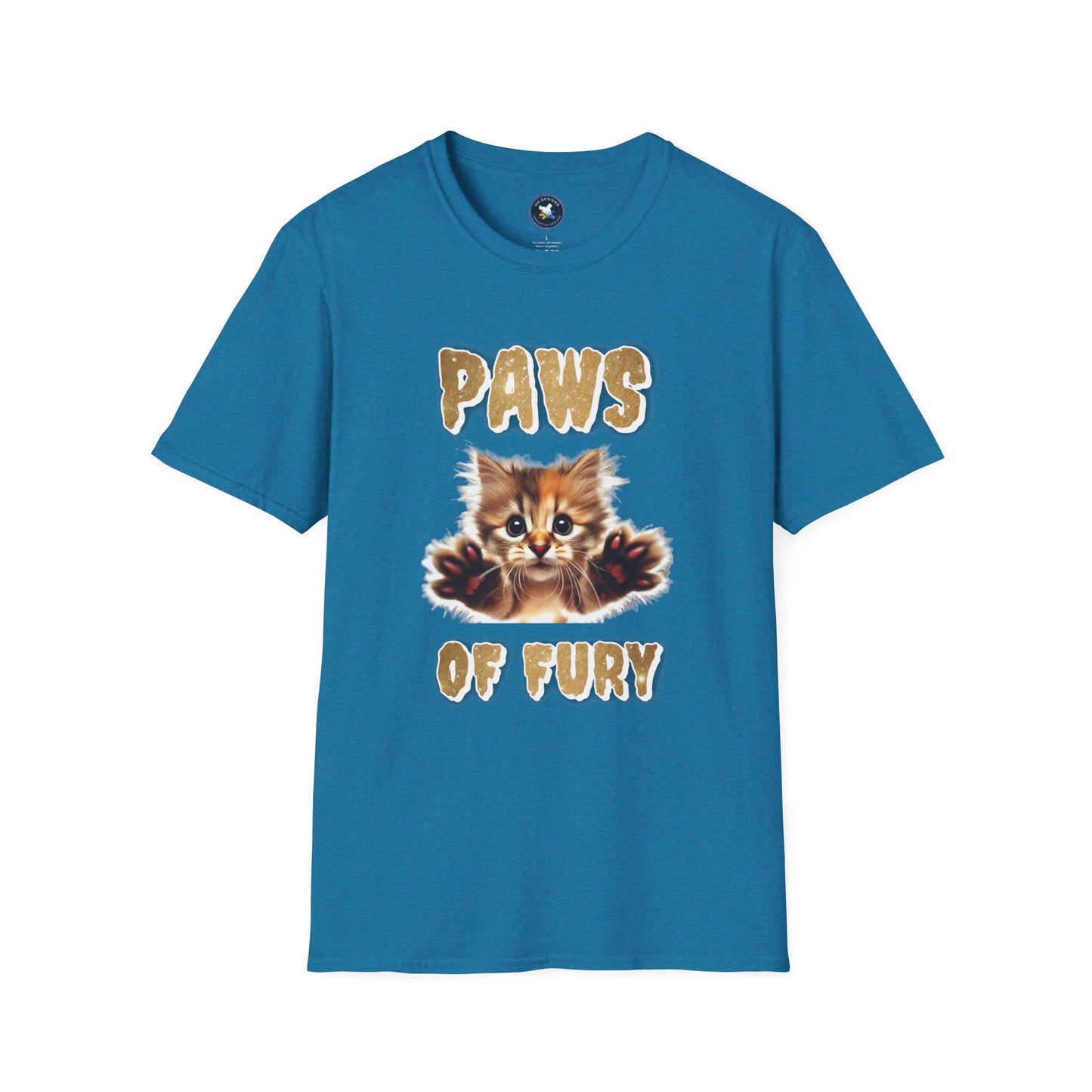Paws of Fury Unisex Softstyle T-Shirt - Cute Cat Print Tee for Animal Lovers