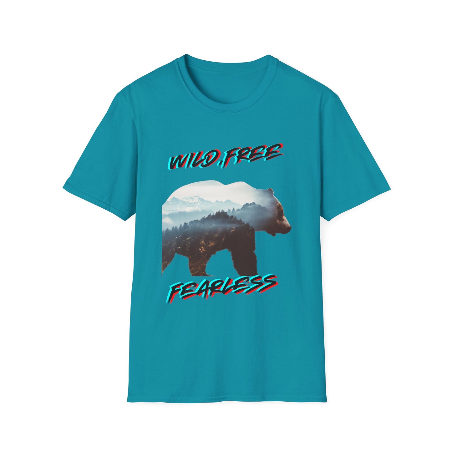 Wild Free Bear Unisex Softstyle T-Shirt - Fearless Nature Graphic Tee