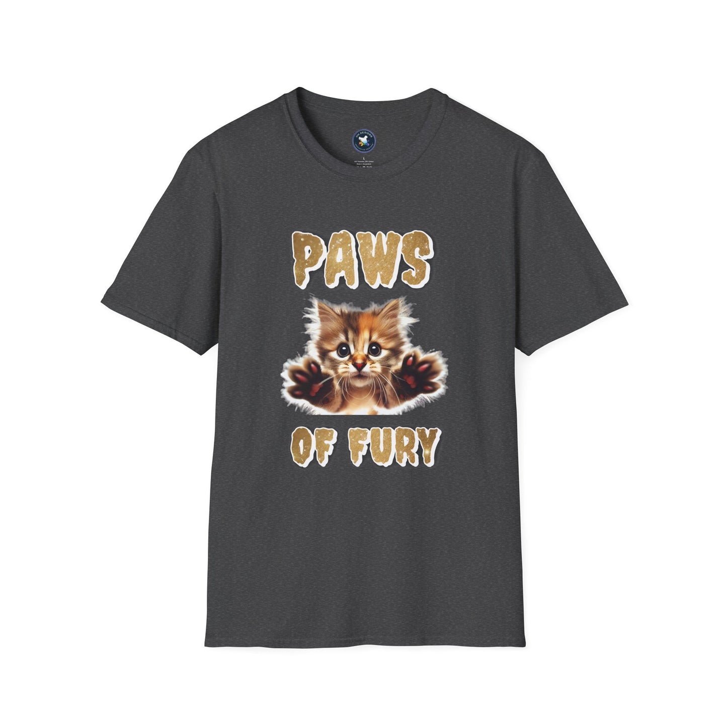 Paws of Fury Unisex Softstyle T-Shirt - Cute Cat Print Tee for Animal Lovers