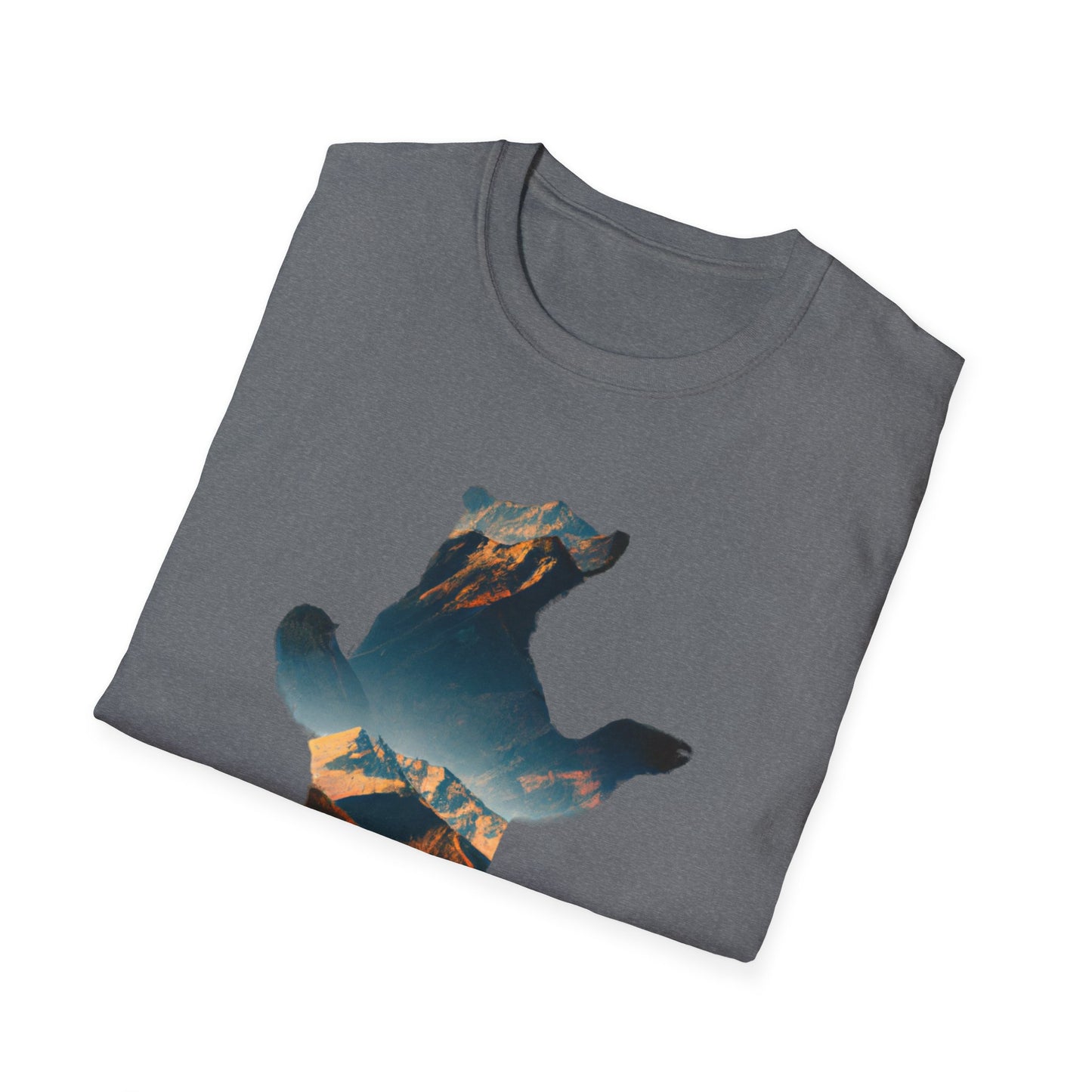 Mountain Bear Unisex Softstyle T-Shirt - Nature Lover's Graphic Tee