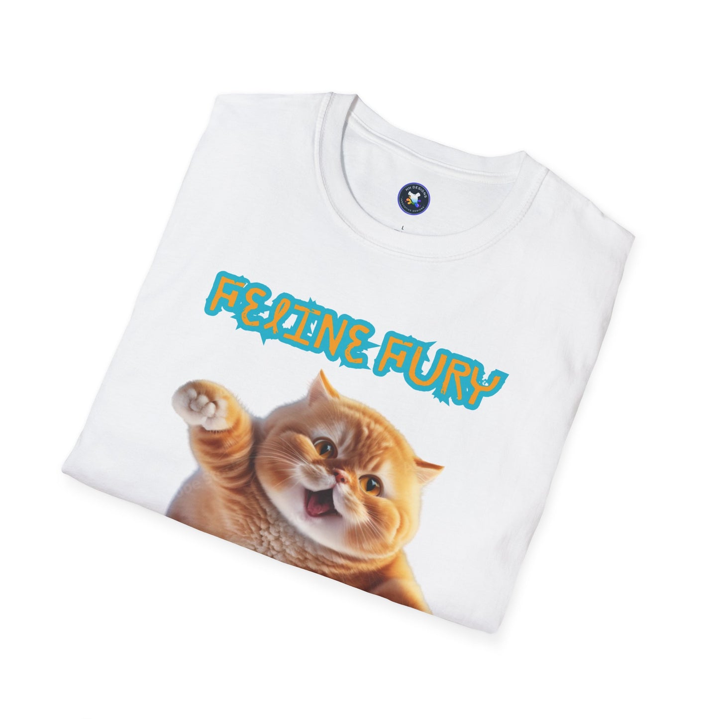 Funny Cat T-Shirt - 'Feline Fury Beware' Unisex Softstyle Tee