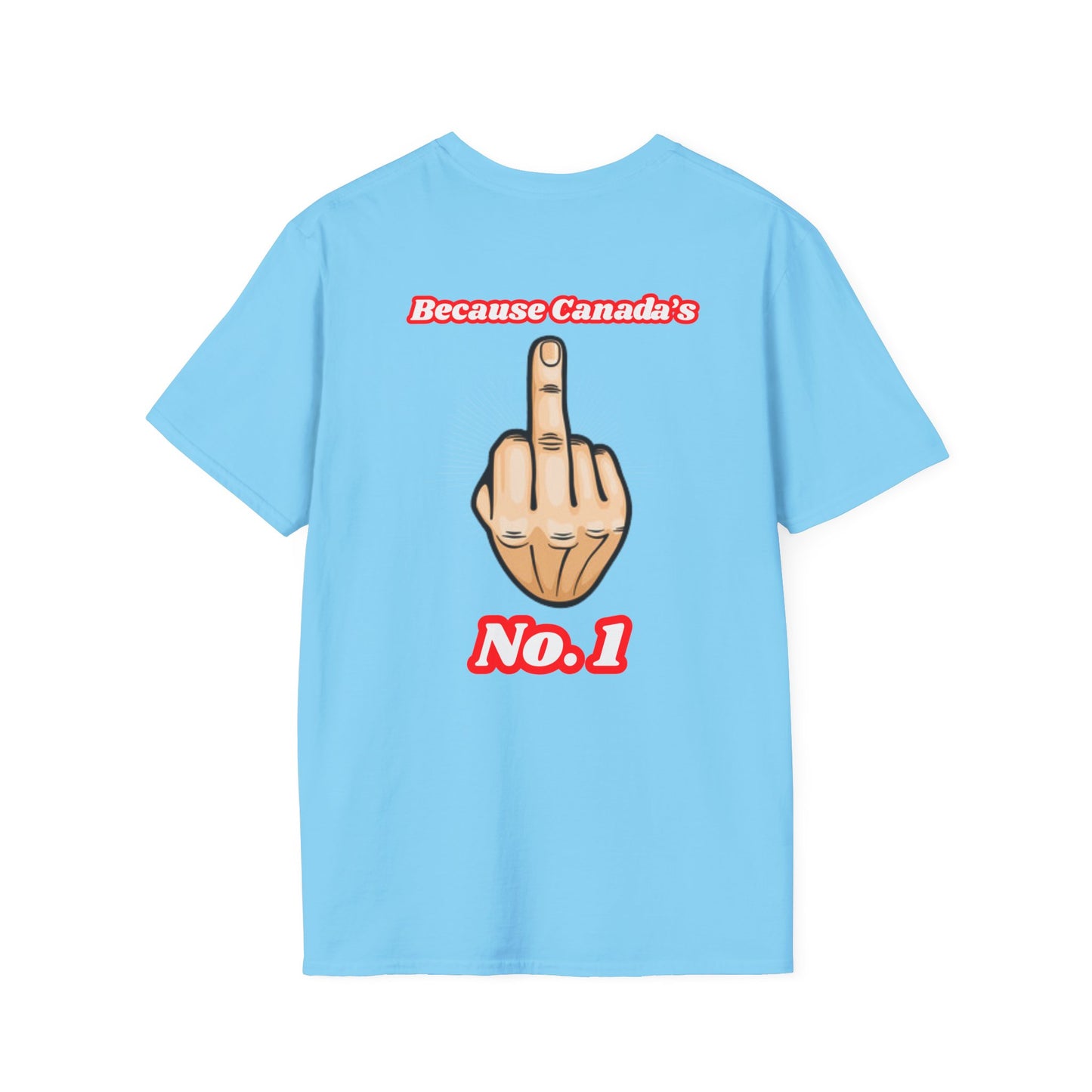 Unisex Softstyle T-Shirt - "We Can’t Be the 51st State" with Canada Map & No. 1 Gesture