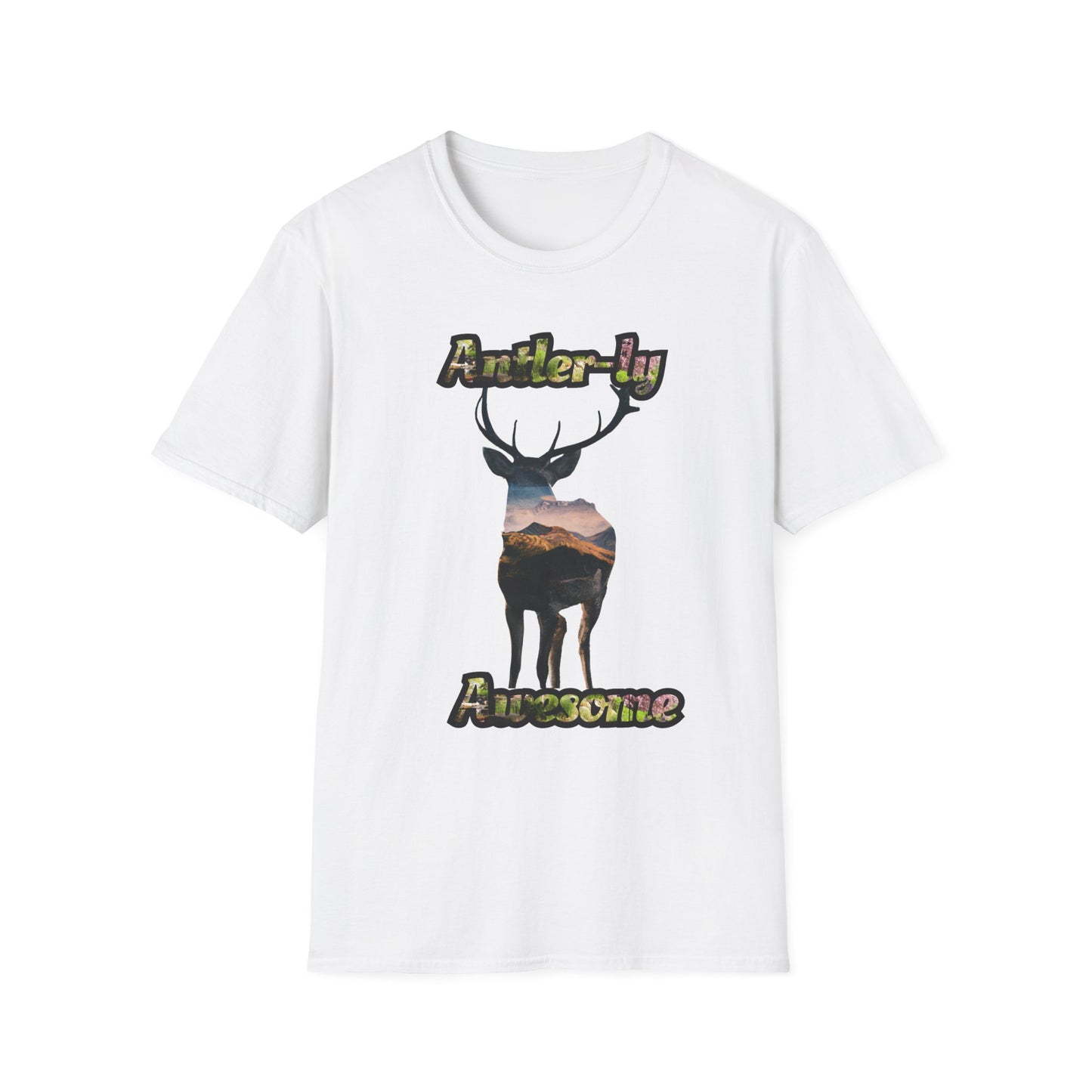 Unisex Softstyle T-Shirt - 'Antler-ly Awesome' Nature Graphic Tee