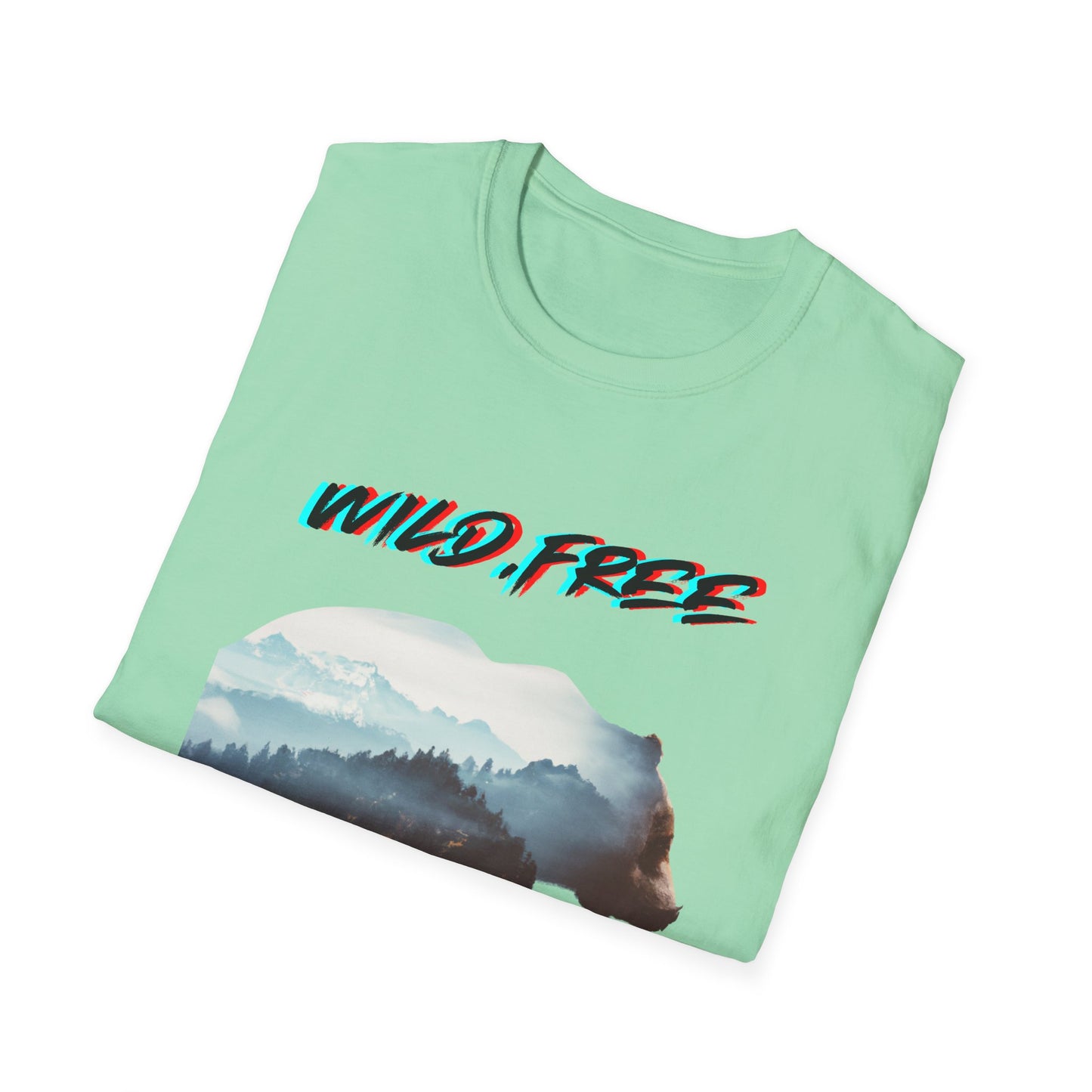 Wild Free Bear Unisex Softstyle T-Shirt - Fearless Nature Graphic Tee