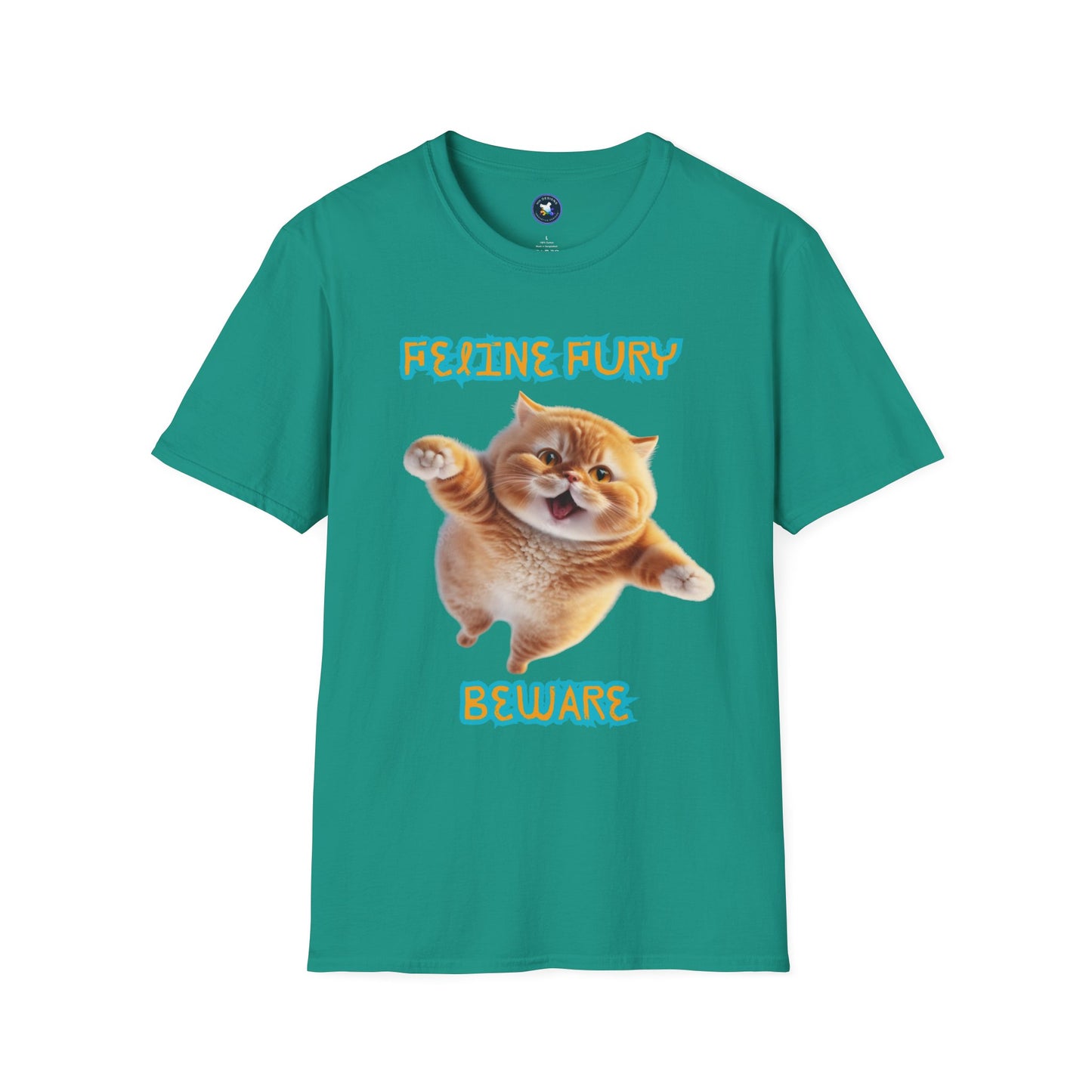 Funny Cat T-Shirt - 'Feline Fury Beware' Unisex Softstyle Tee