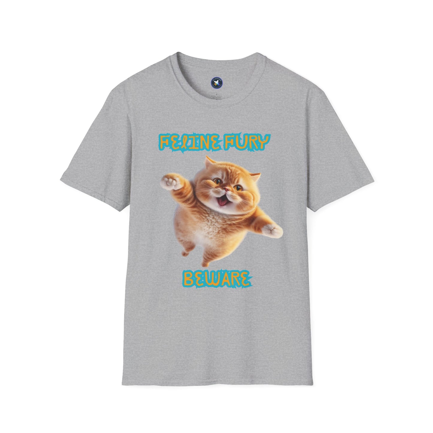 Funny Cat T-Shirt - 'Feline Fury Beware' Unisex Softstyle Tee