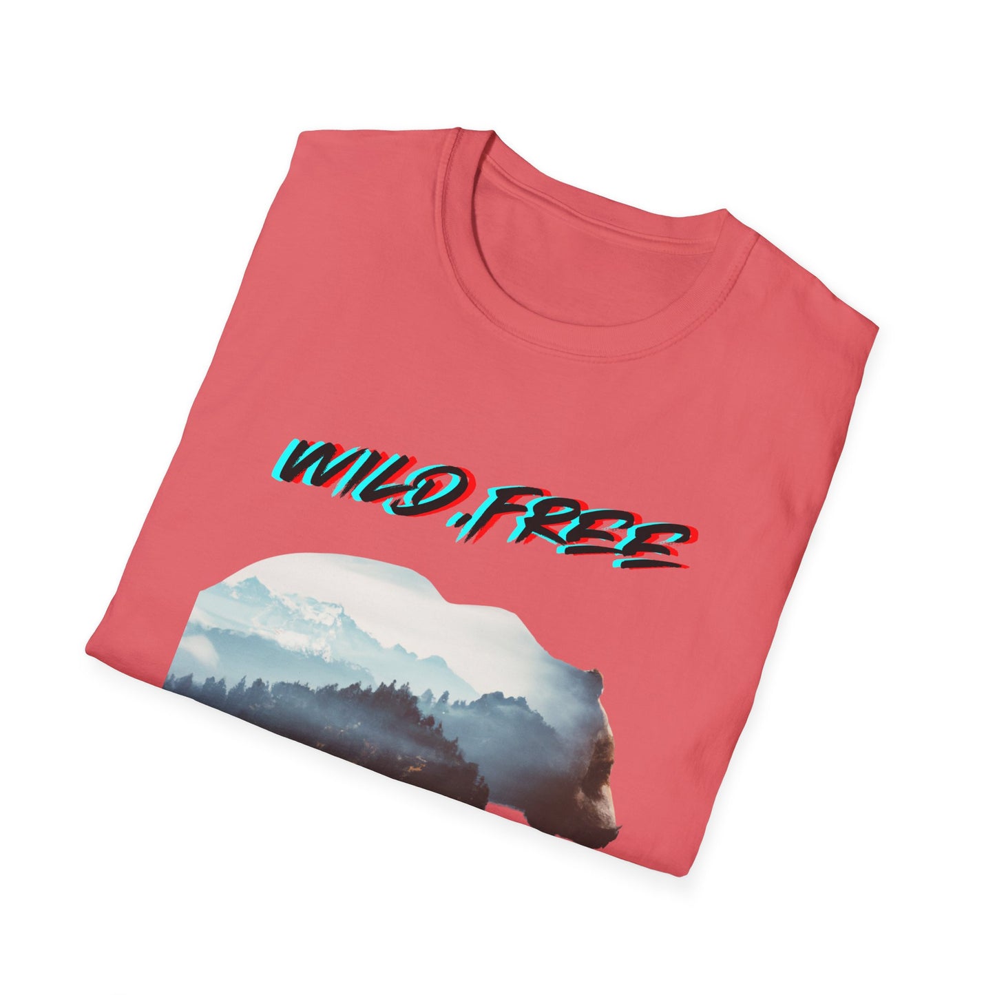 Wild Free Bear Unisex Softstyle T-Shirt - Fearless Nature Graphic Tee
