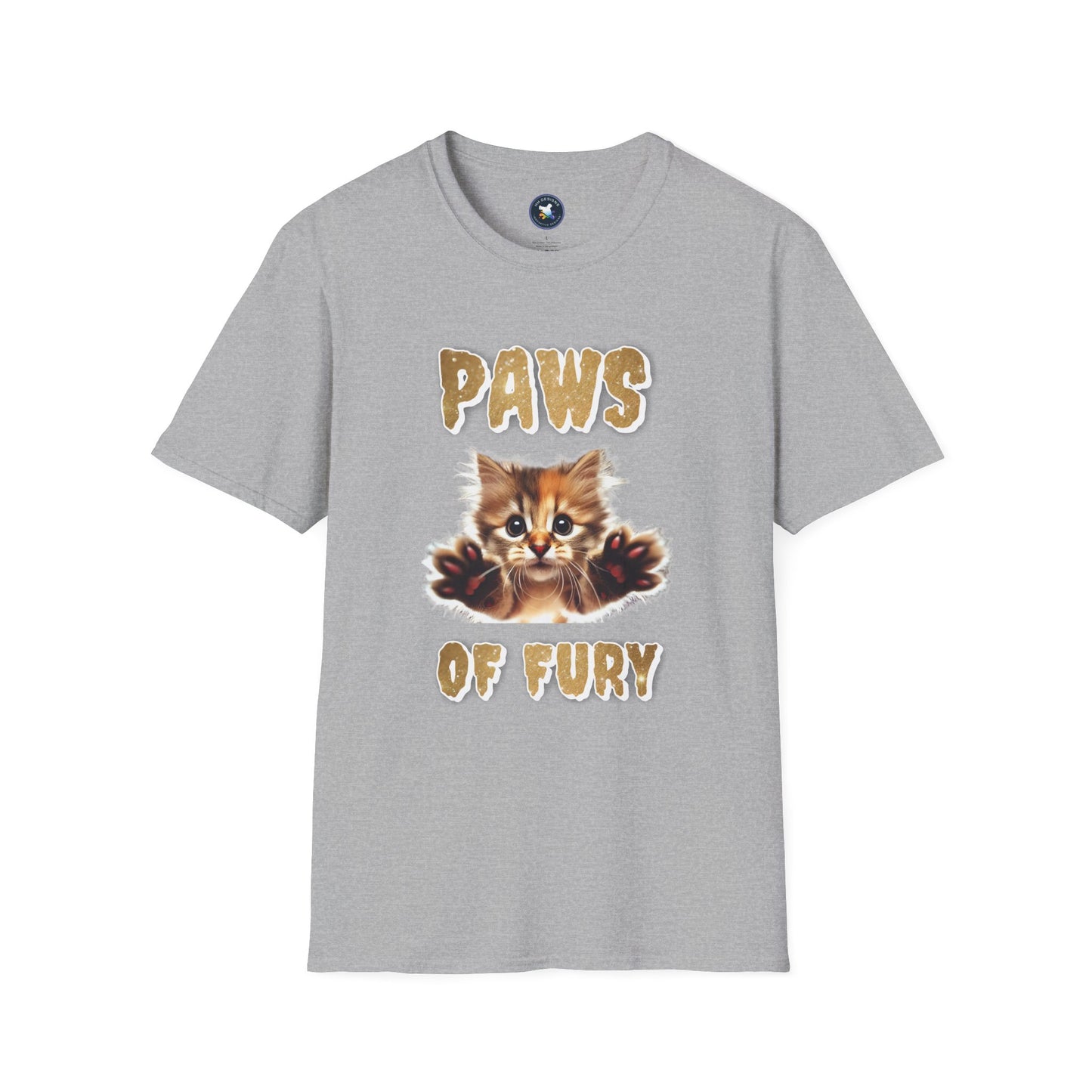 Paws of Fury Unisex Softstyle T-Shirt - Cute Cat Print Tee for Animal Lovers