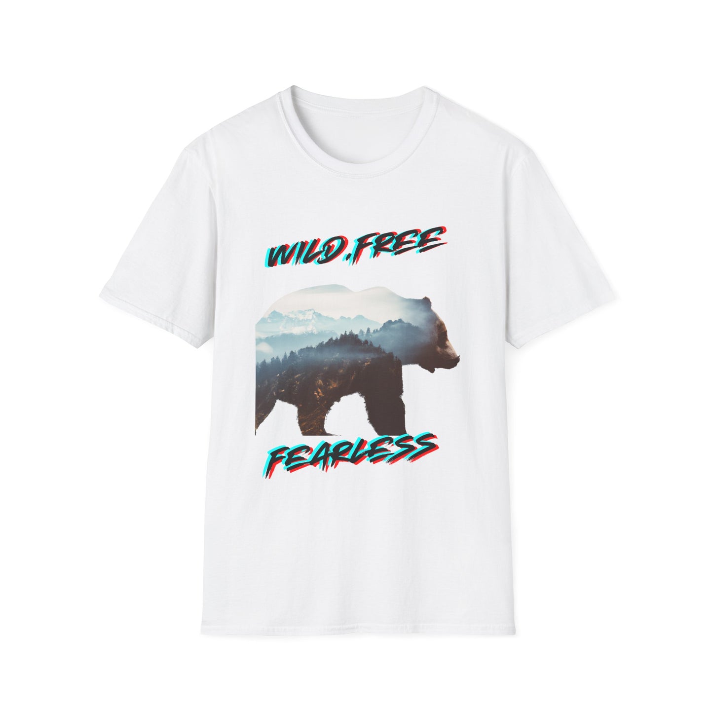 Wild Free Bear Unisex Softstyle T-Shirt - Fearless Nature Graphic Tee