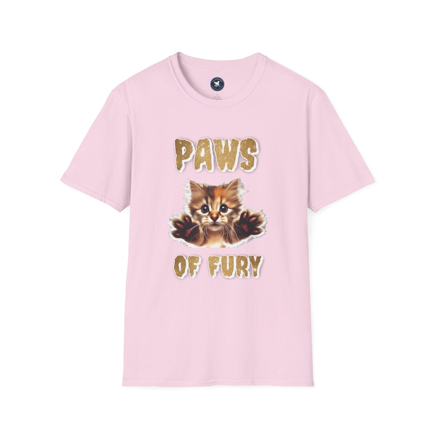 Paws of Fury Unisex Softstyle T-Shirt - Cute Cat Print Tee for Animal Lovers