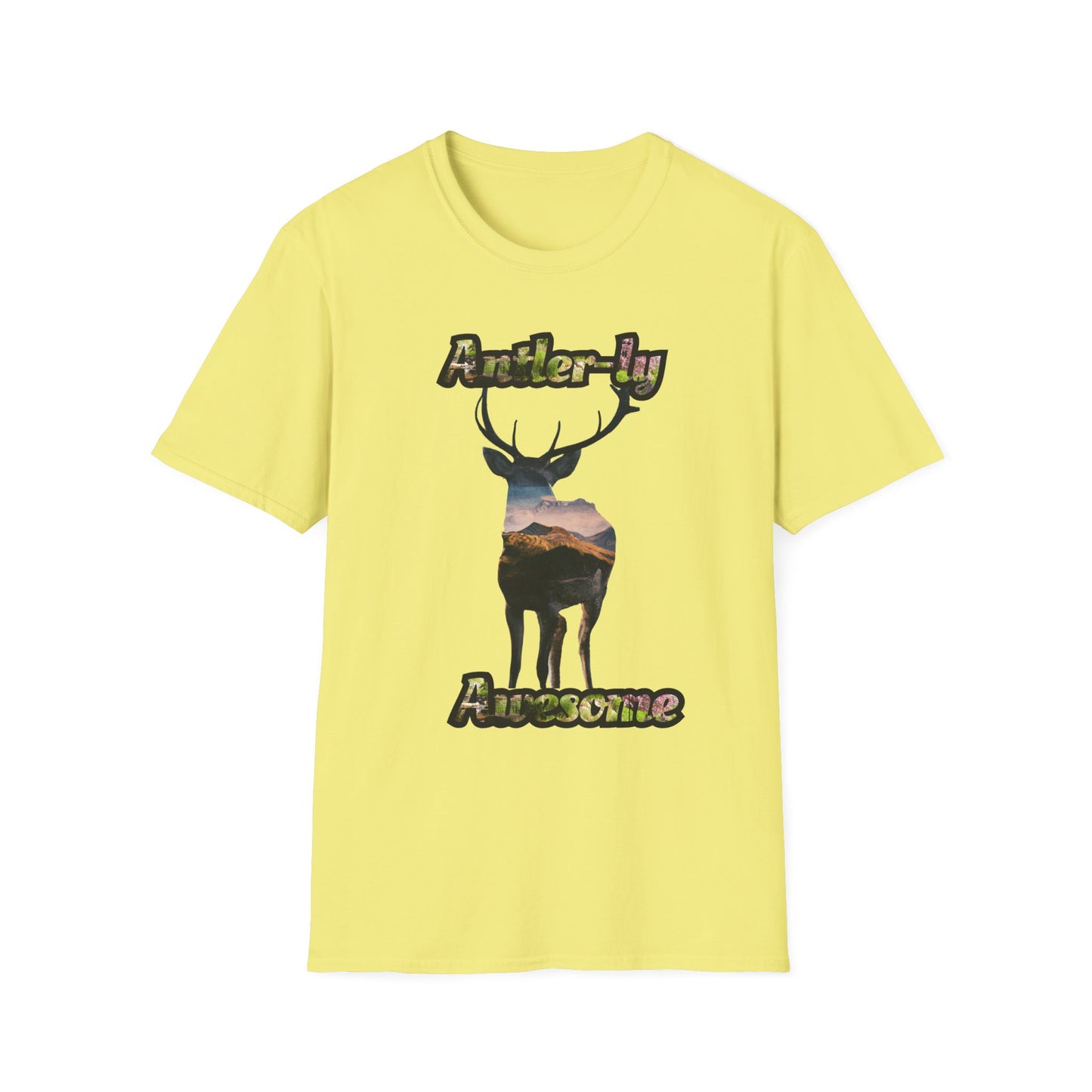 Unisex Softstyle T-Shirt - 'Antler-ly Awesome' Nature Graphic Tee