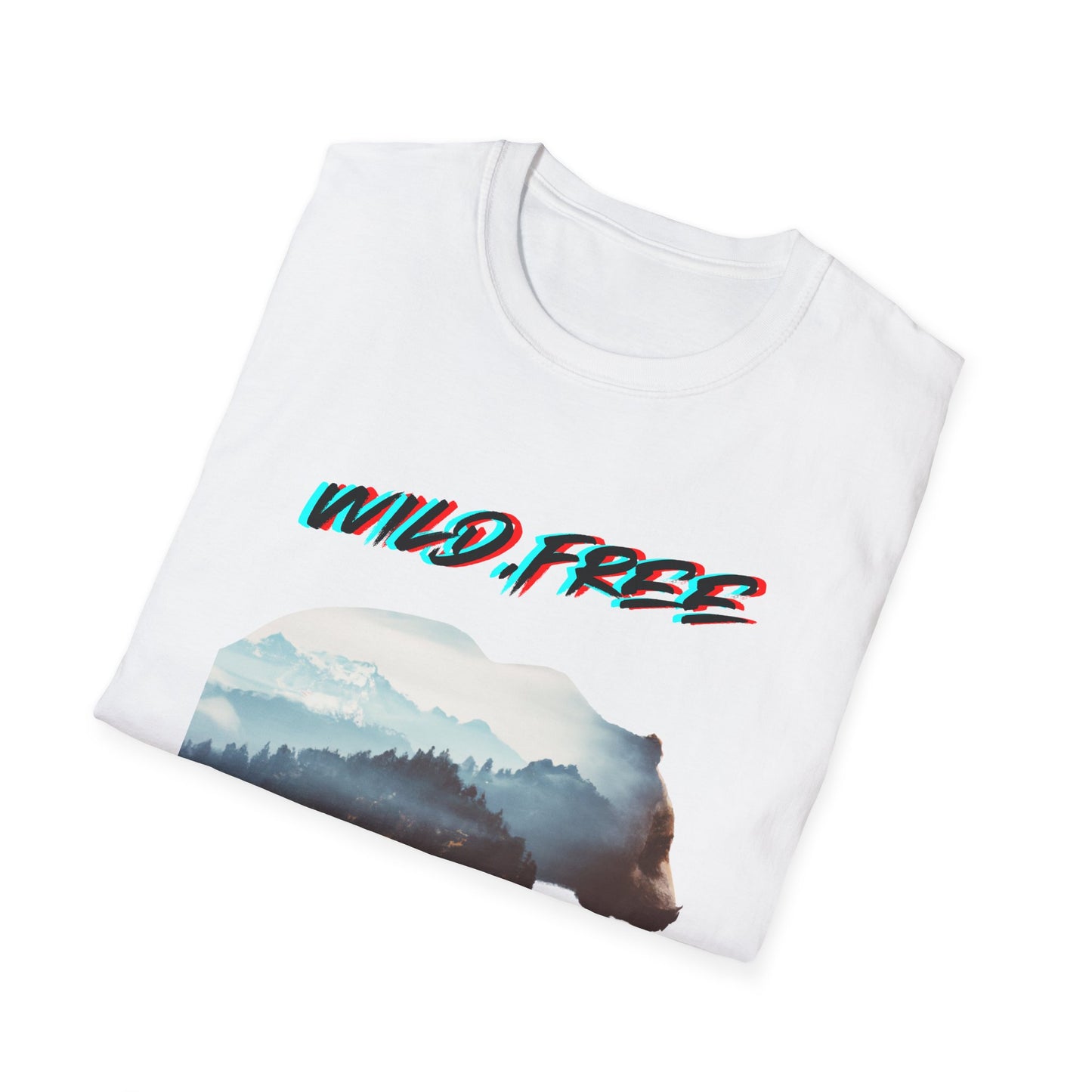 Wild Free Bear Unisex Softstyle T-Shirt - Fearless Nature Graphic Tee
