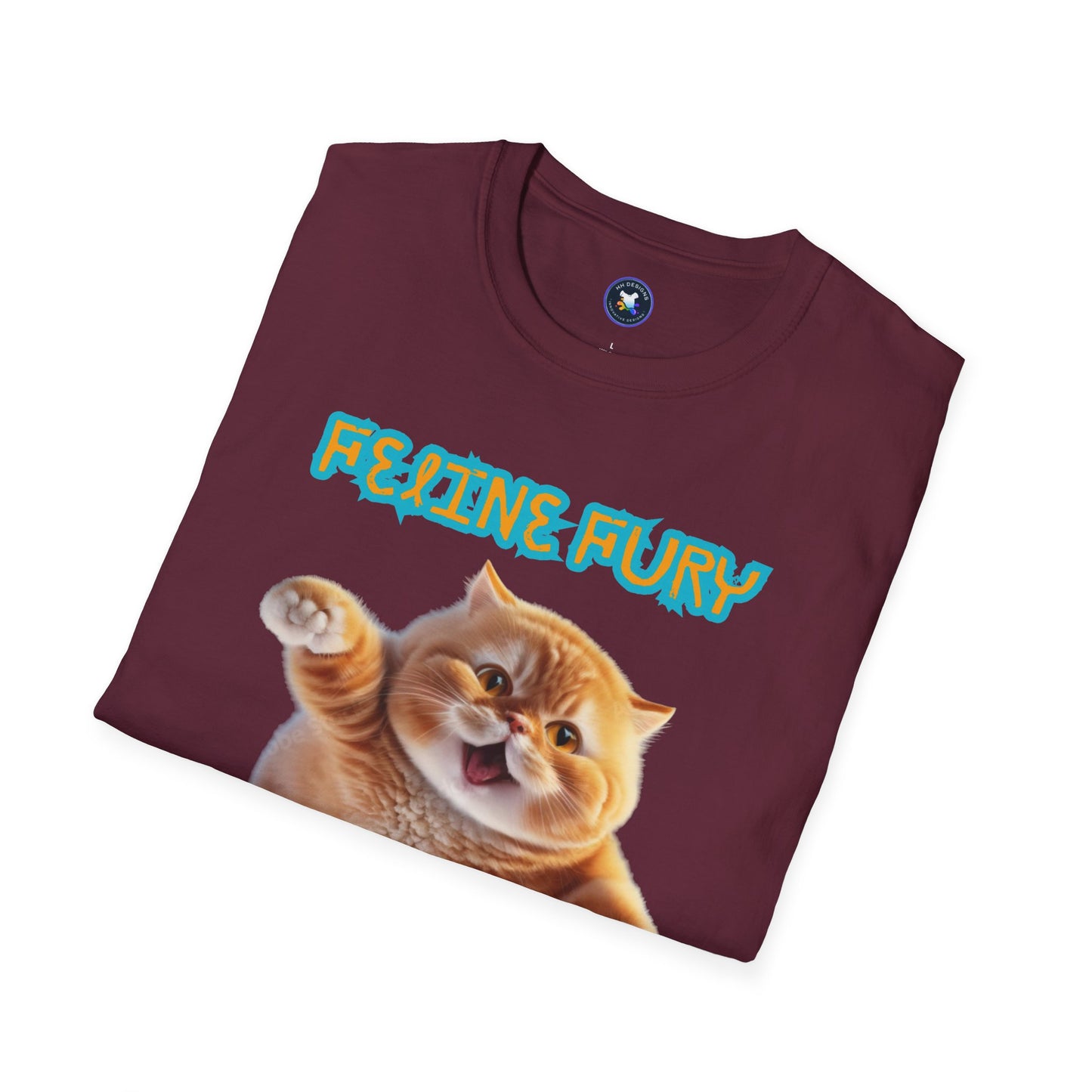 Funny Cat T-Shirt - 'Feline Fury Beware' Unisex Softstyle Tee