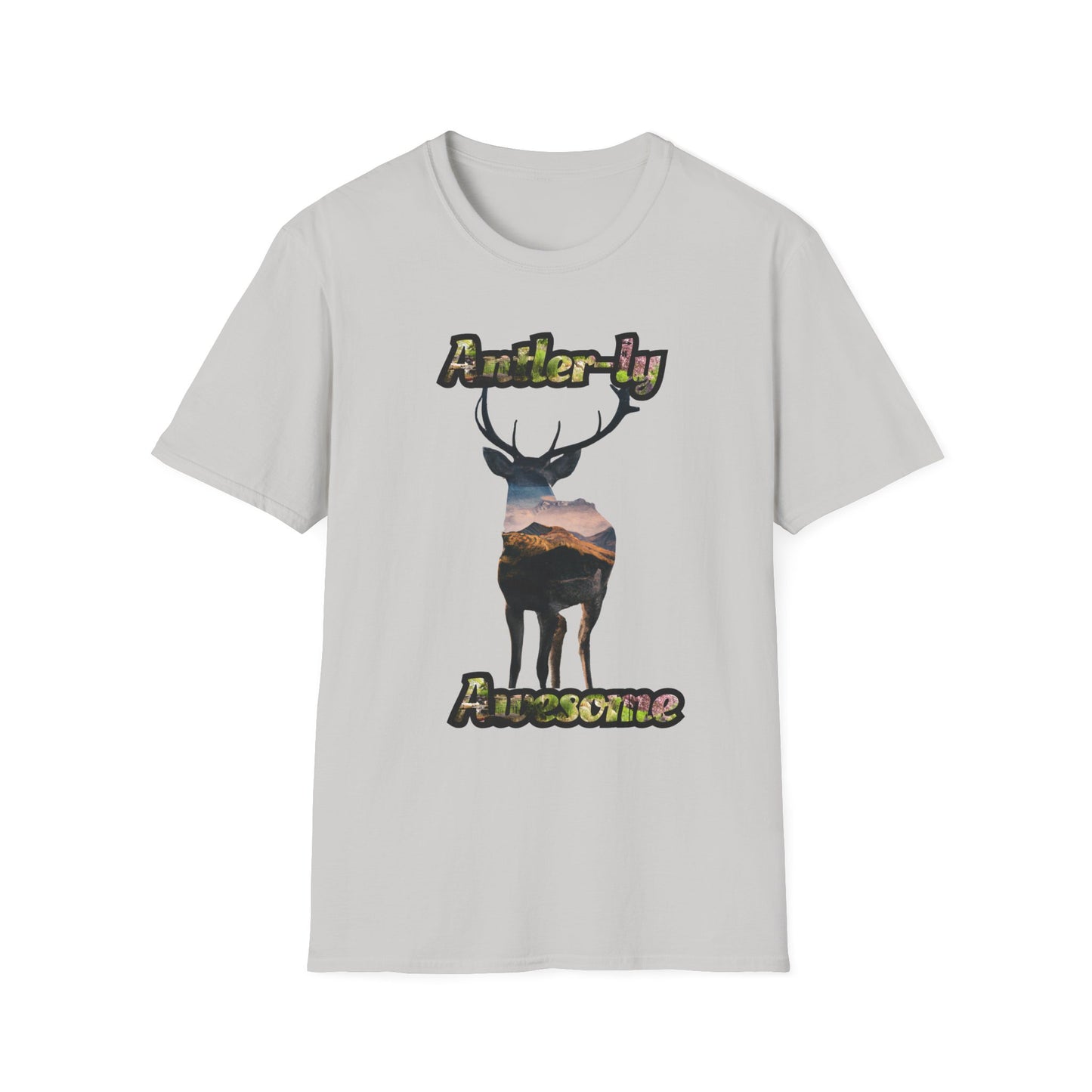 Unisex Softstyle T-Shirt - 'Antler-ly Awesome' Nature Graphic Tee