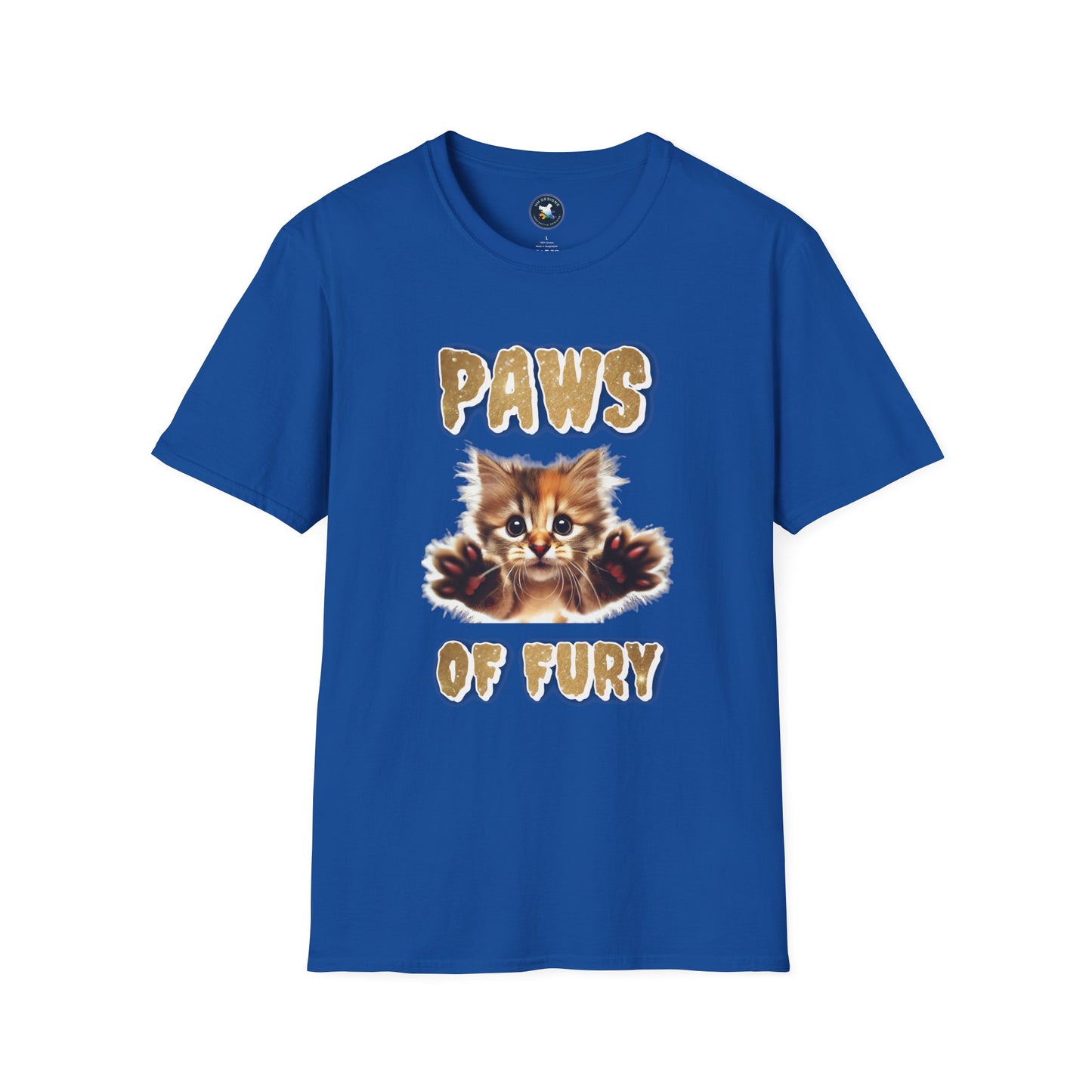 Paws of Fury Unisex Softstyle T-Shirt - Cute Cat Print Tee for Animal Lovers