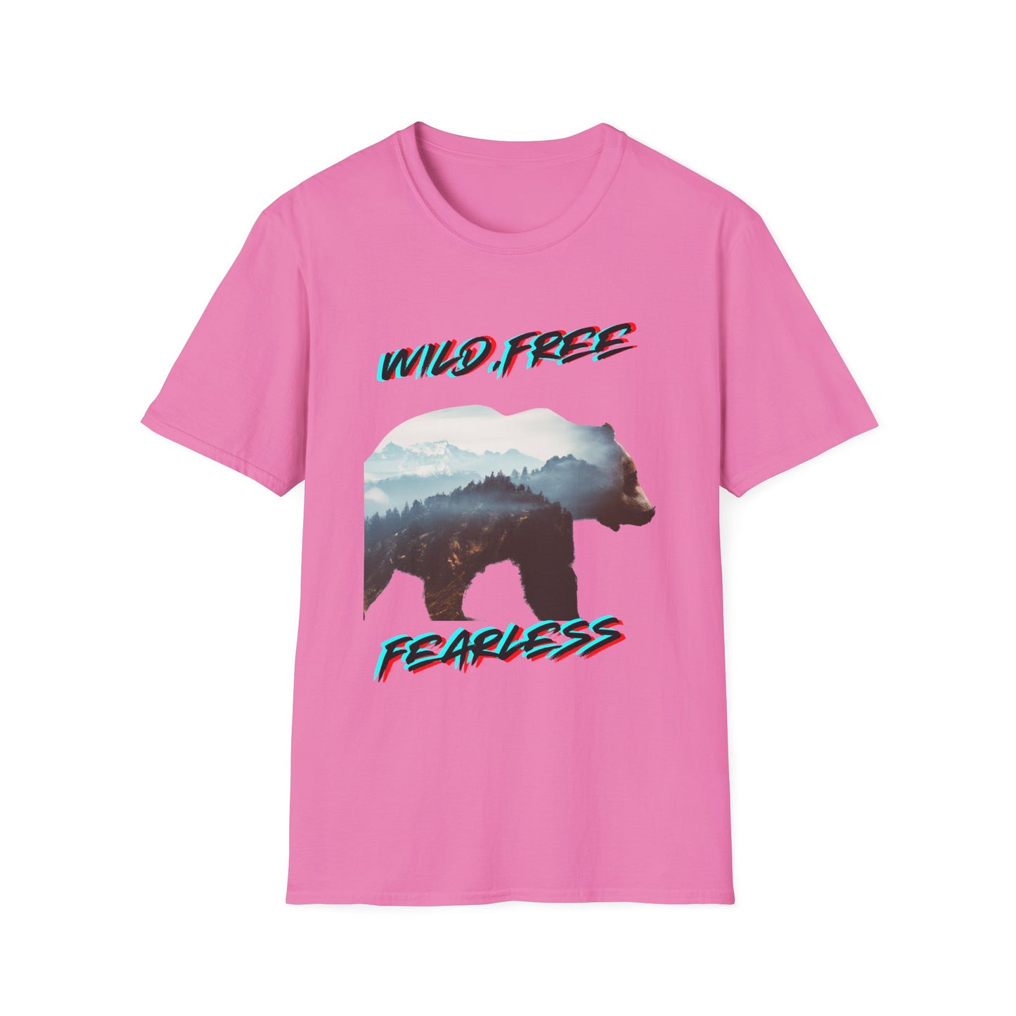 Wild Free Bear Unisex Softstyle T-Shirt - Fearless Nature Graphic Tee
