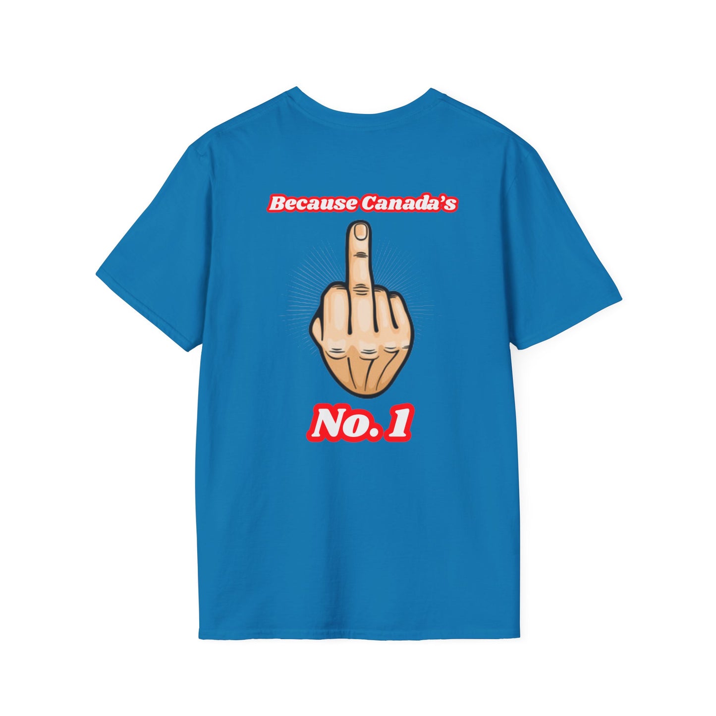 Unisex Softstyle T-Shirt - "We Can’t Be the 51st State" with Canada Map & No. 1 Gesture