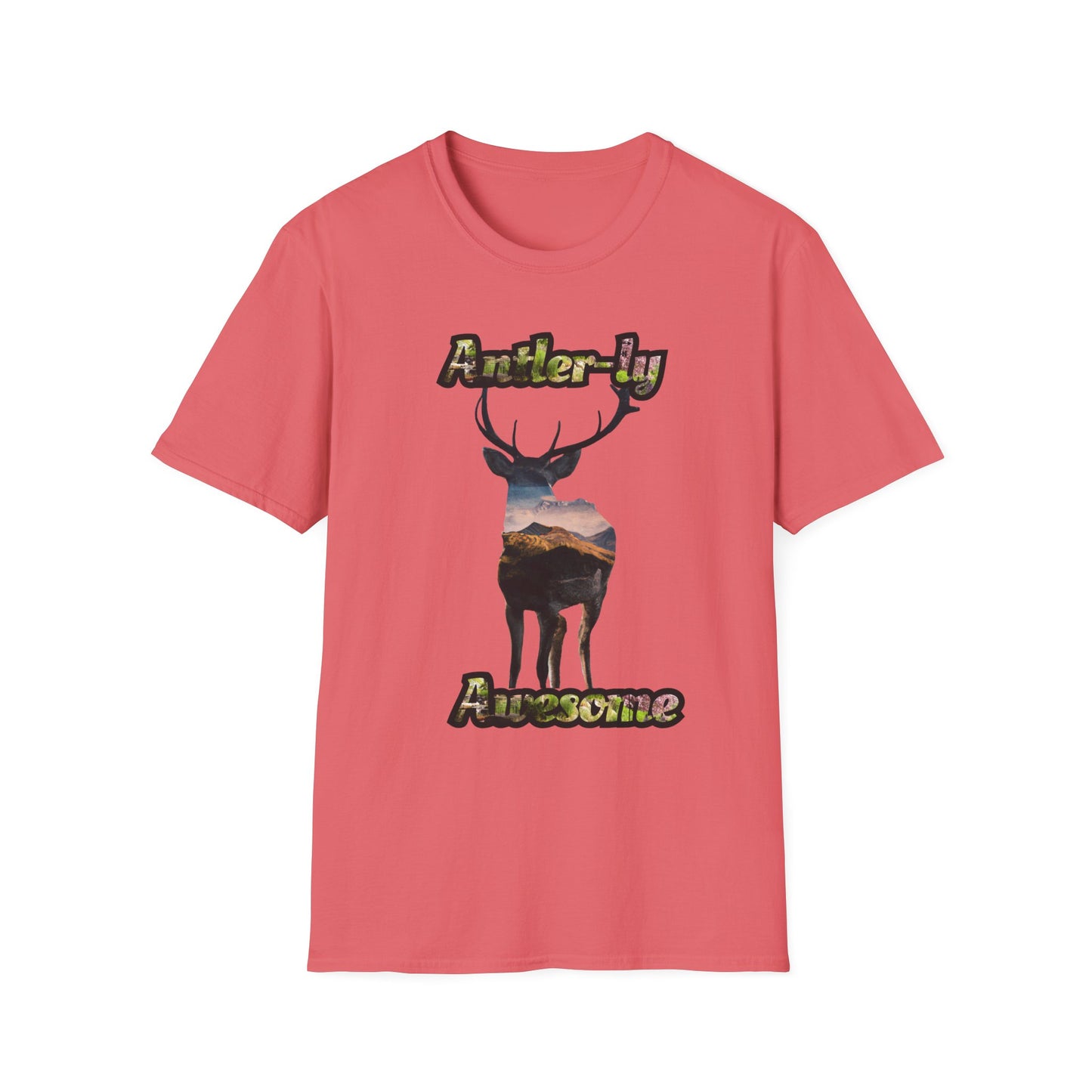 Unisex Softstyle T-Shirt - 'Antler-ly Awesome' Nature Graphic Tee