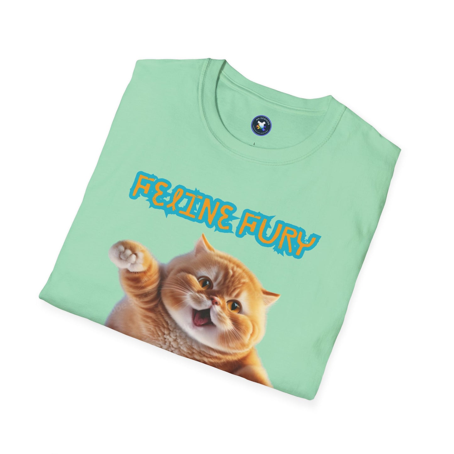 Funny Cat T-Shirt - 'Feline Fury Beware' Unisex Softstyle Tee