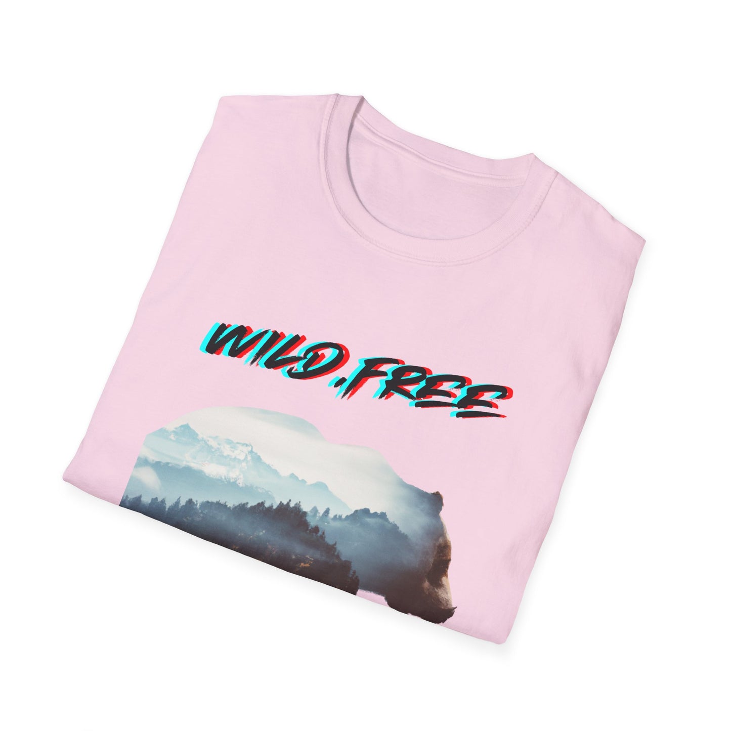 Wild Free Bear Unisex Softstyle T-Shirt - Fearless Nature Graphic Tee