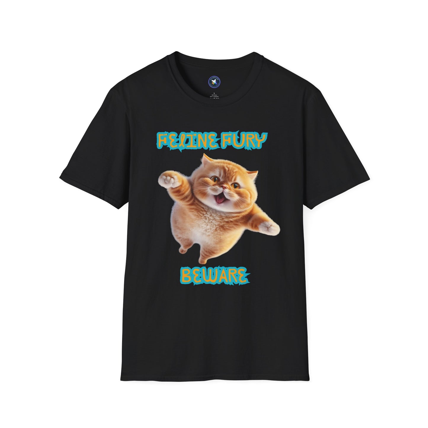 Funny Cat T-Shirt - 'Feline Fury Beware' Unisex Softstyle Tee