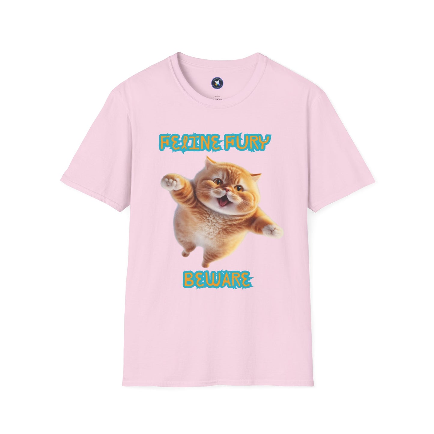 Funny Cat T-Shirt - 'Feline Fury Beware' Unisex Softstyle Tee