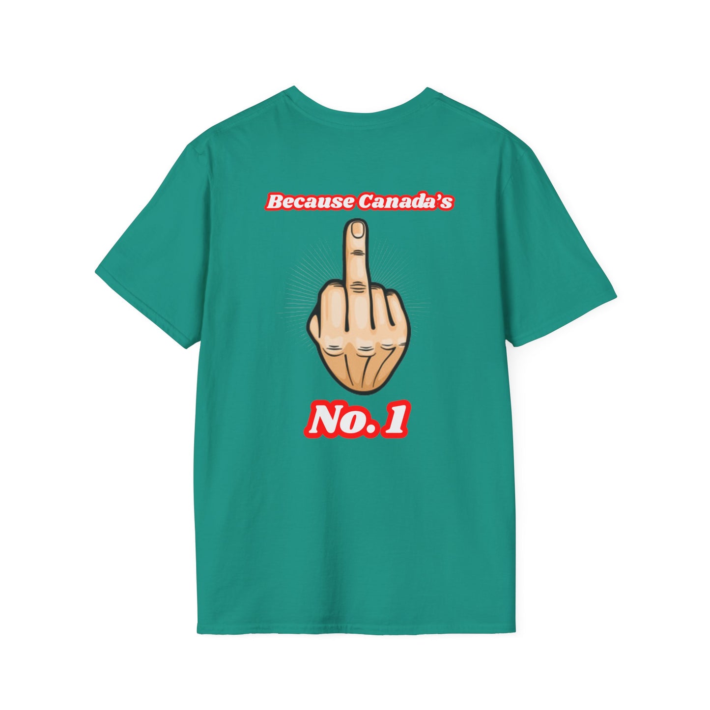 Unisex Softstyle T-Shirt - "We Can’t Be the 51st State" with Canada Map & No. 1 Gesture