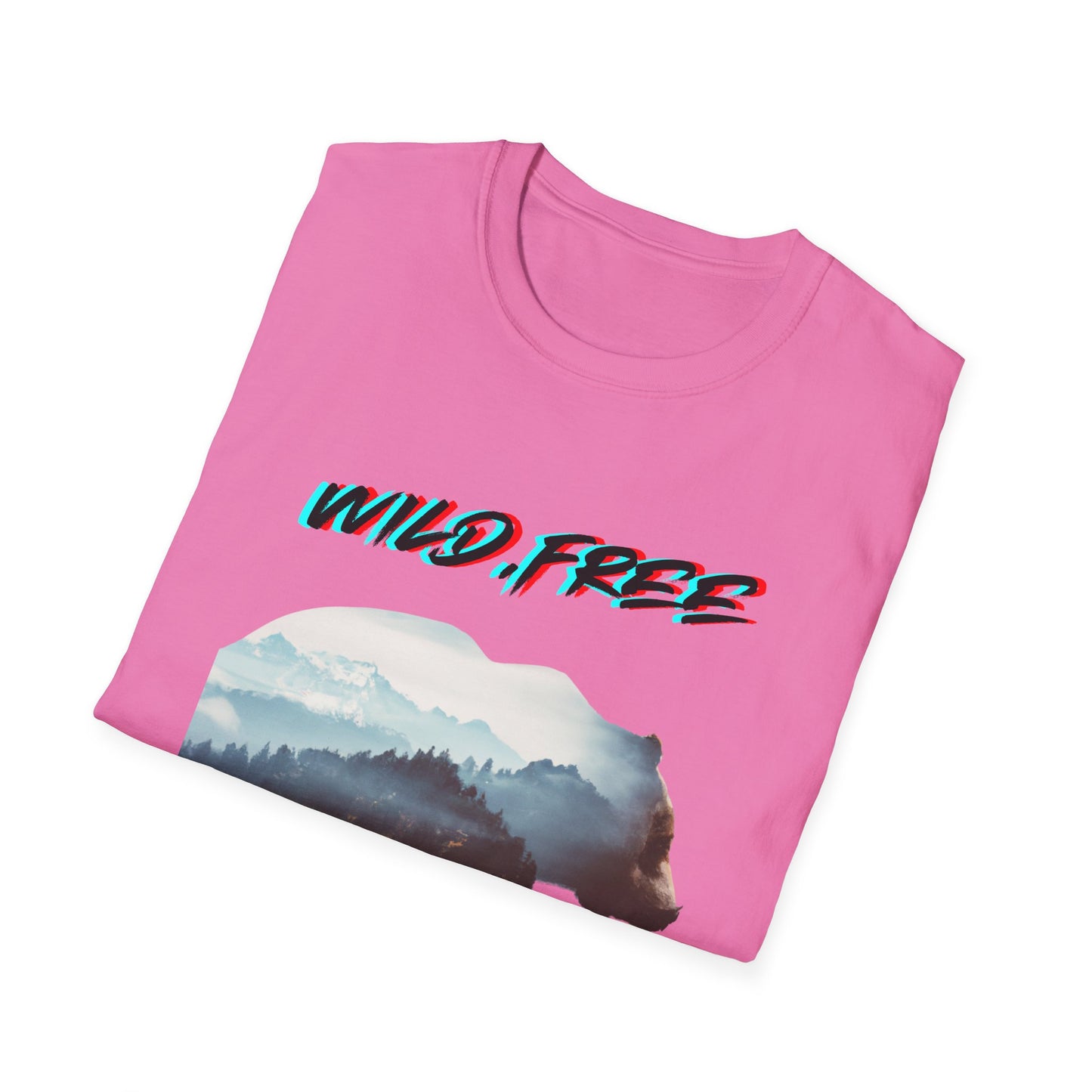 Wild Free Bear Unisex Softstyle T-Shirt - Fearless Nature Graphic Tee
