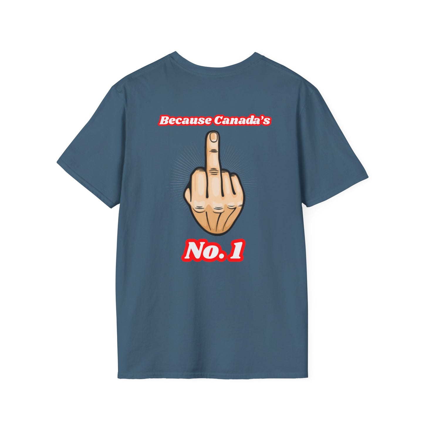 Unisex Softstyle T-Shirt - "We Can’t Be the 51st State" with Canada Map & No. 1 Gesture