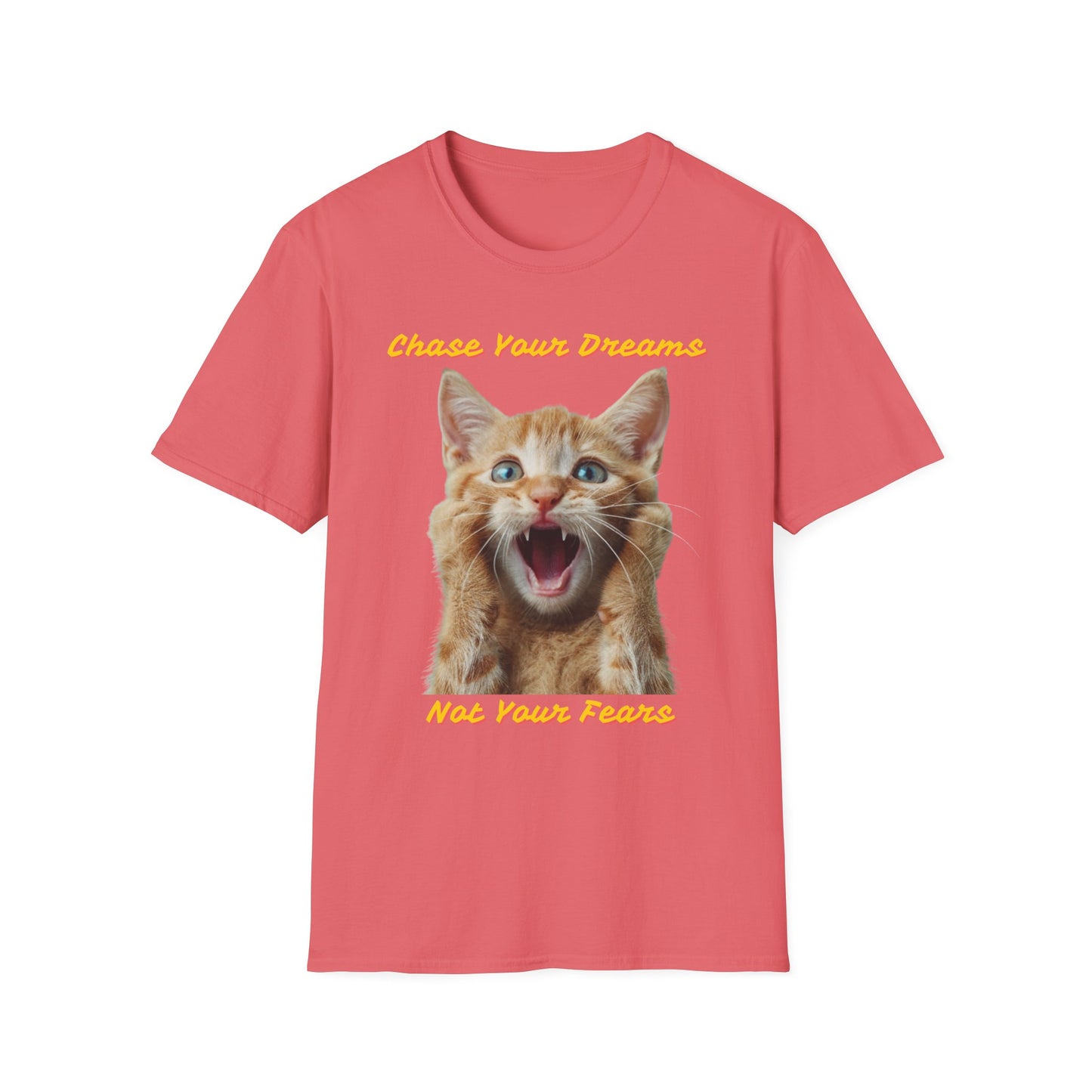 Chase Your Dreams Cat T-Shirt | Unisex Softstyle Tee for Cat Lovers