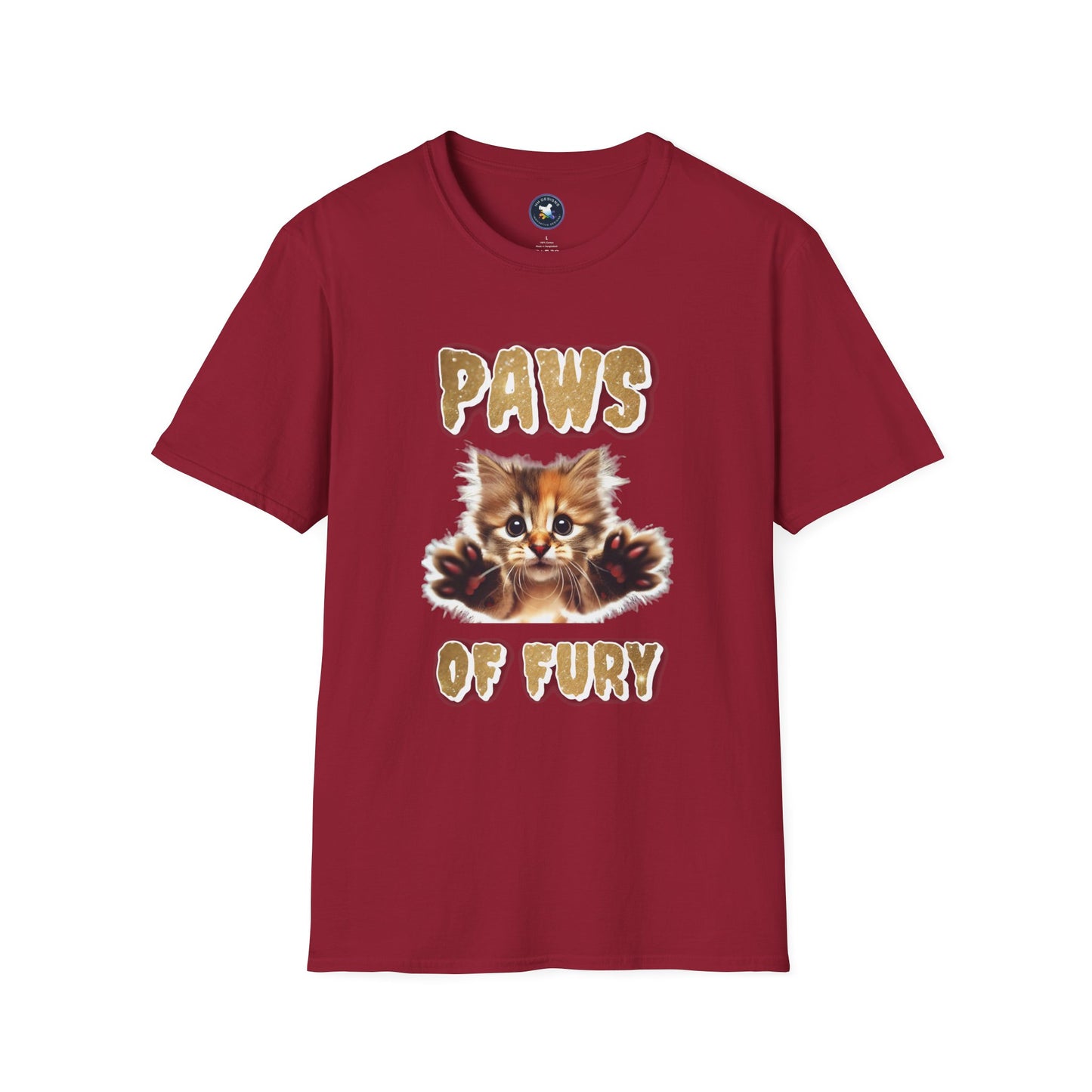 Paws of Fury Unisex Softstyle T-Shirt - Cute Cat Print Tee for Animal Lovers
