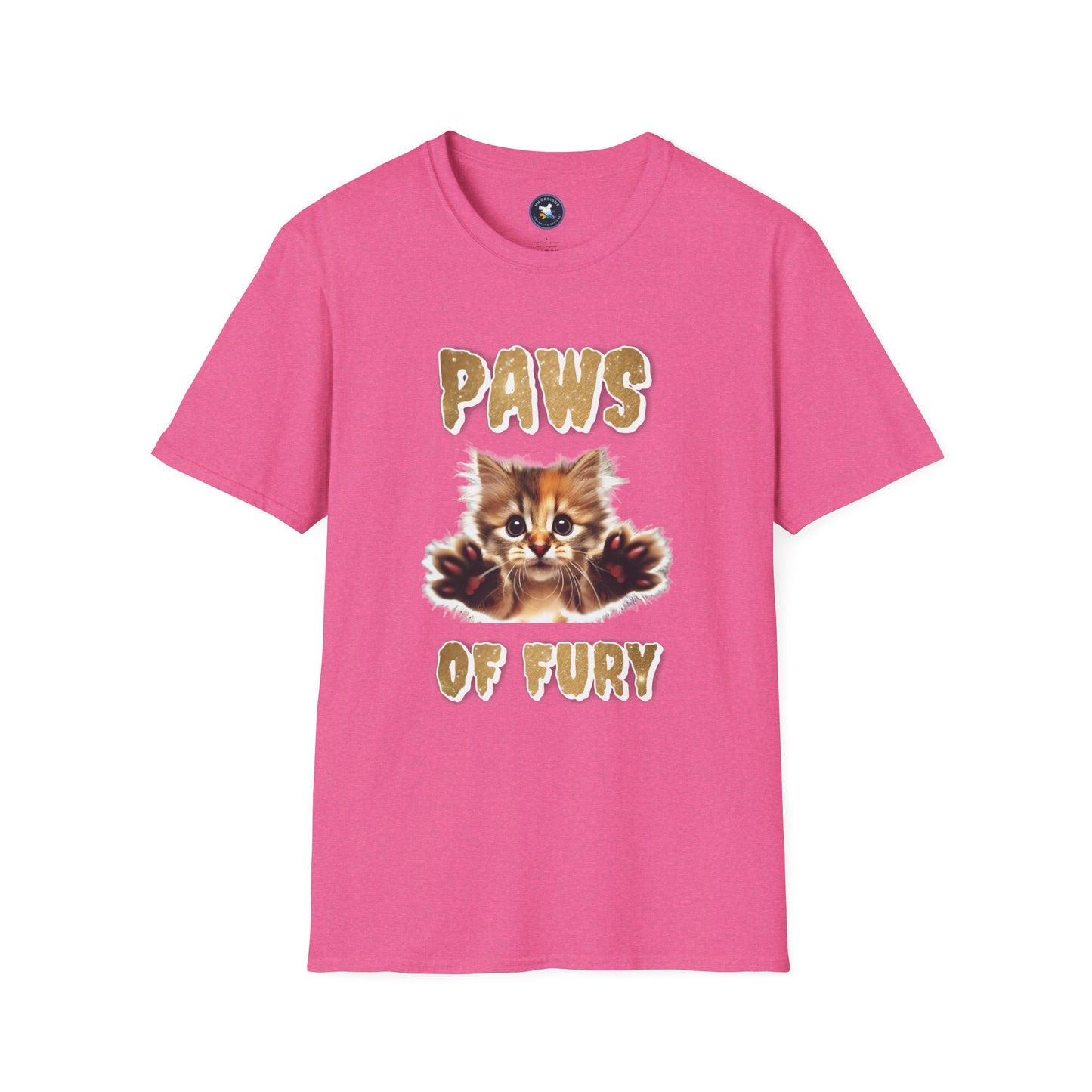 Paws of Fury Unisex Softstyle T-Shirt - Cute Cat Print Tee for Animal Lovers