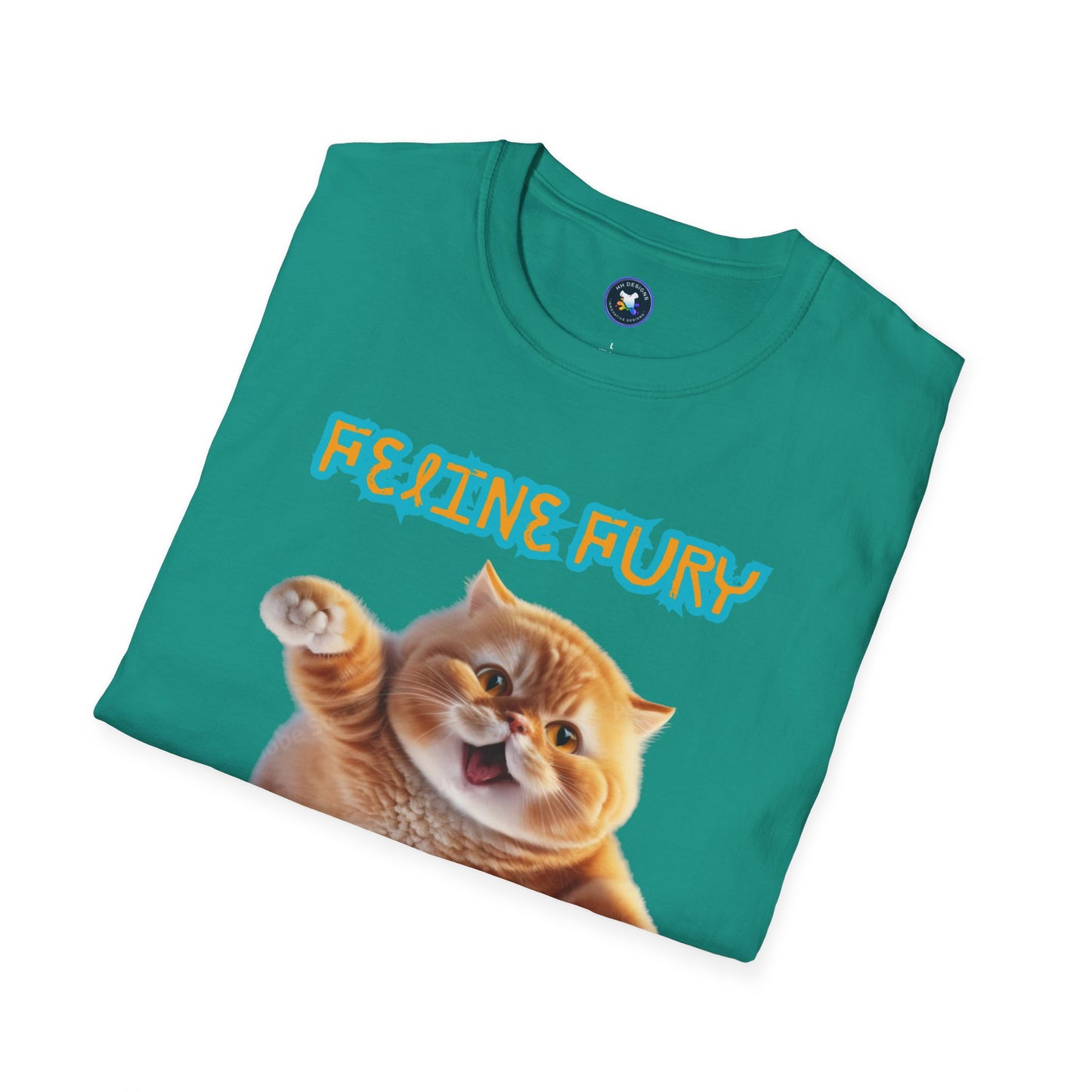 Funny Cat T-Shirt - 'Feline Fury Beware' Unisex Softstyle Tee